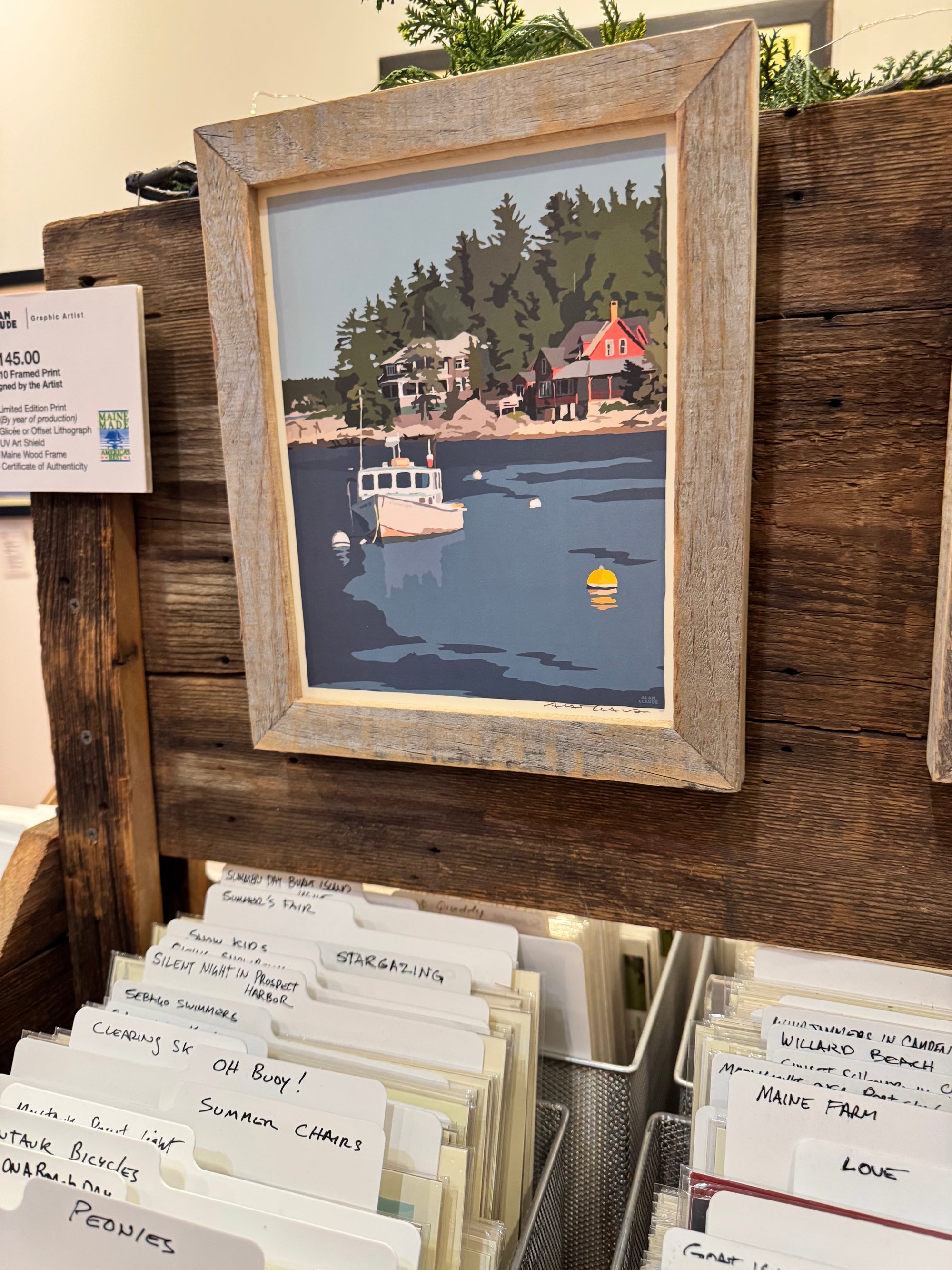 MAINE WOOD FRAME 8" x 10" Framed Lobster Boat at Five Islands