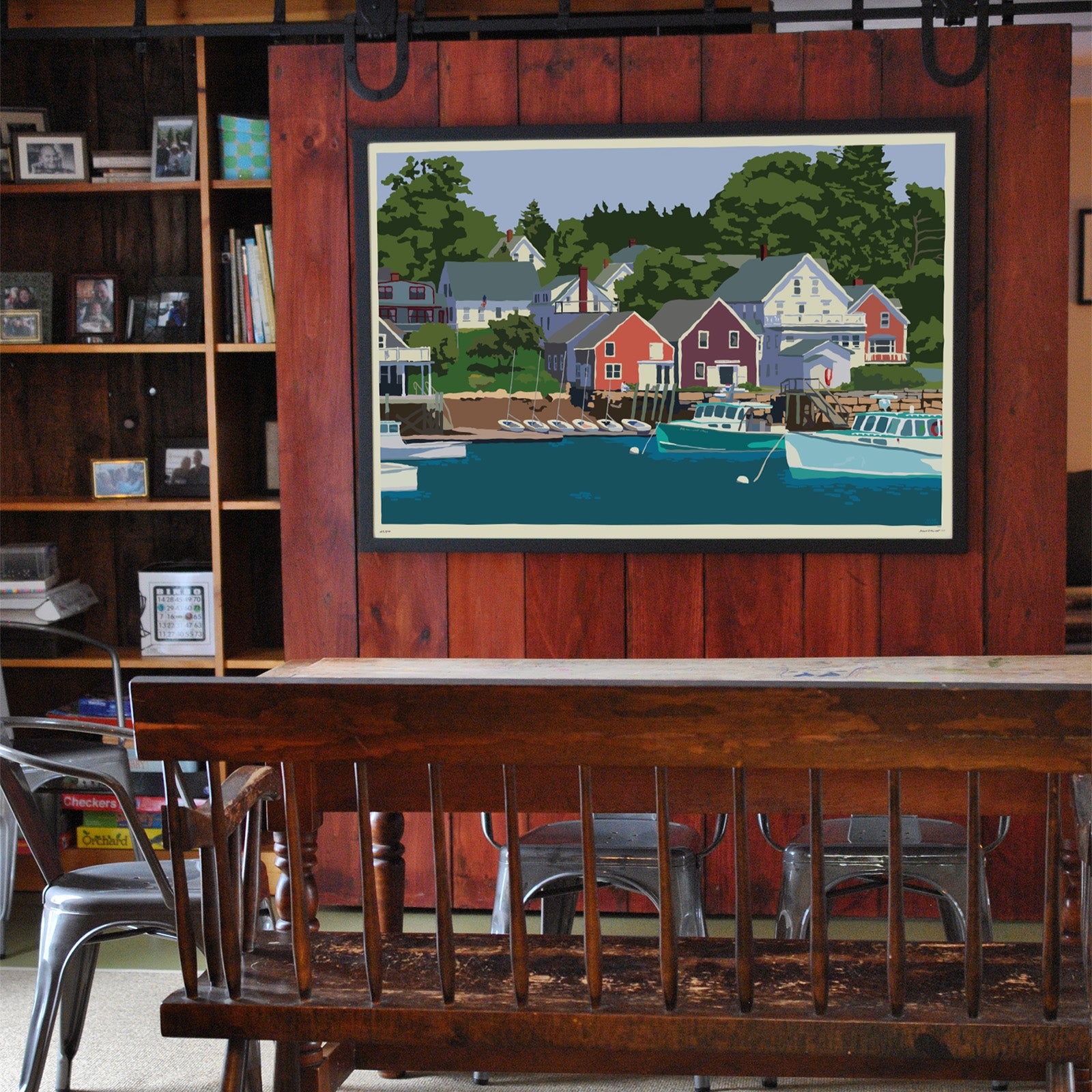 East Coast Haven (Horizontal) Art Print 36"x 53" Framed Wall Poster By Alan Claude - Maine
