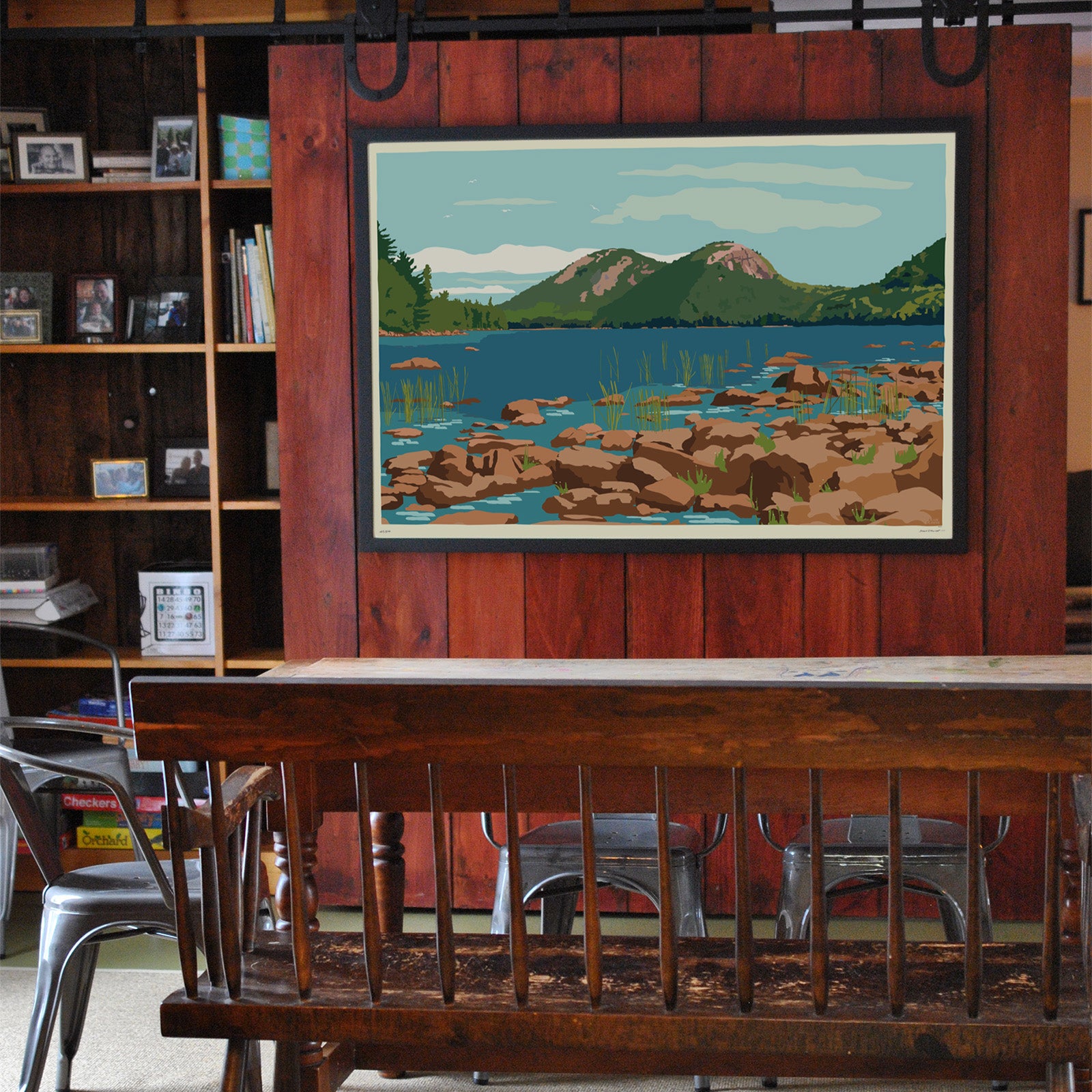 Jordan Pond Art Print 36" x 53" Grand View Framed Poster - Maine