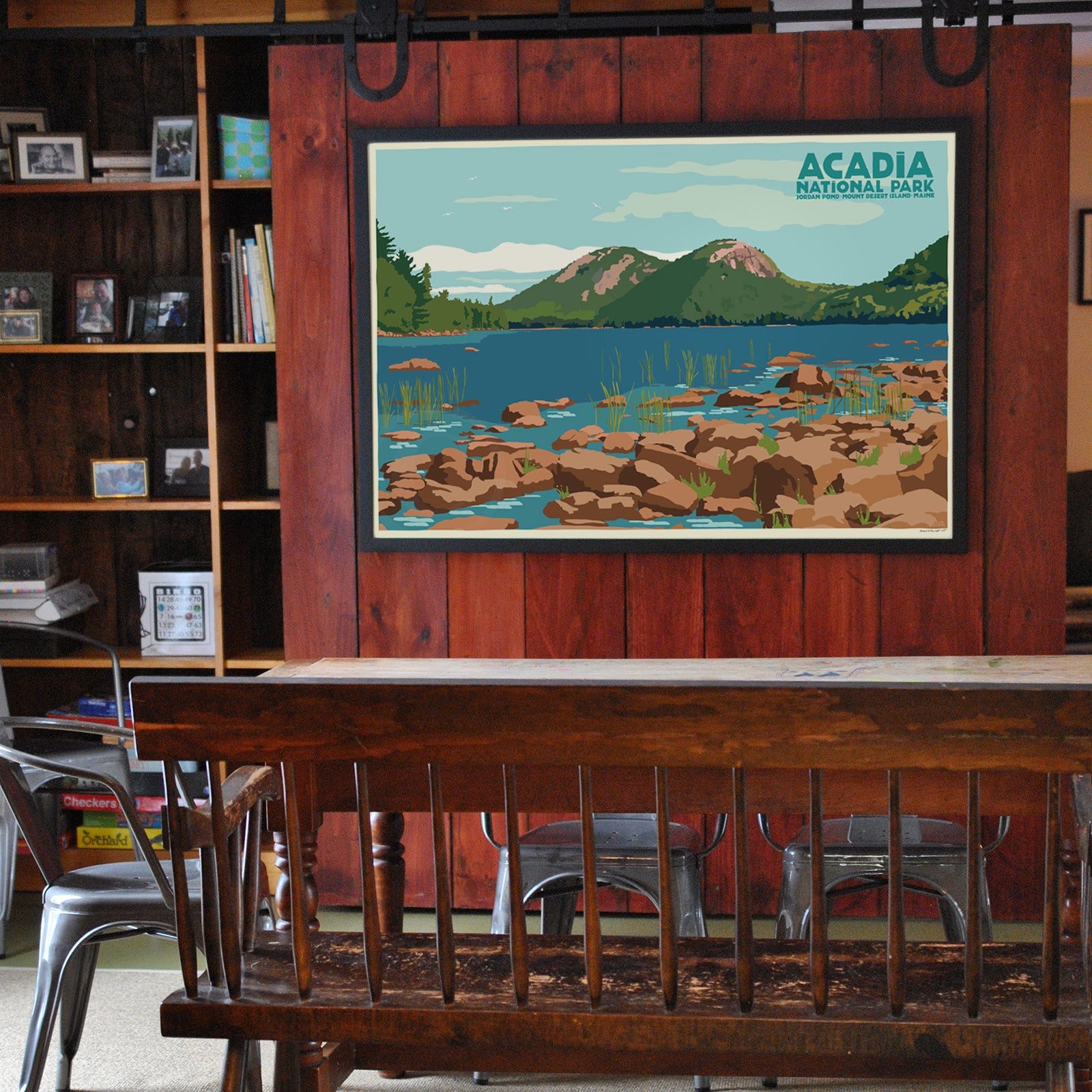 Jordan Pond Travel Poster Art Print 36" x 53" Grand View Framed Poster - Maine
