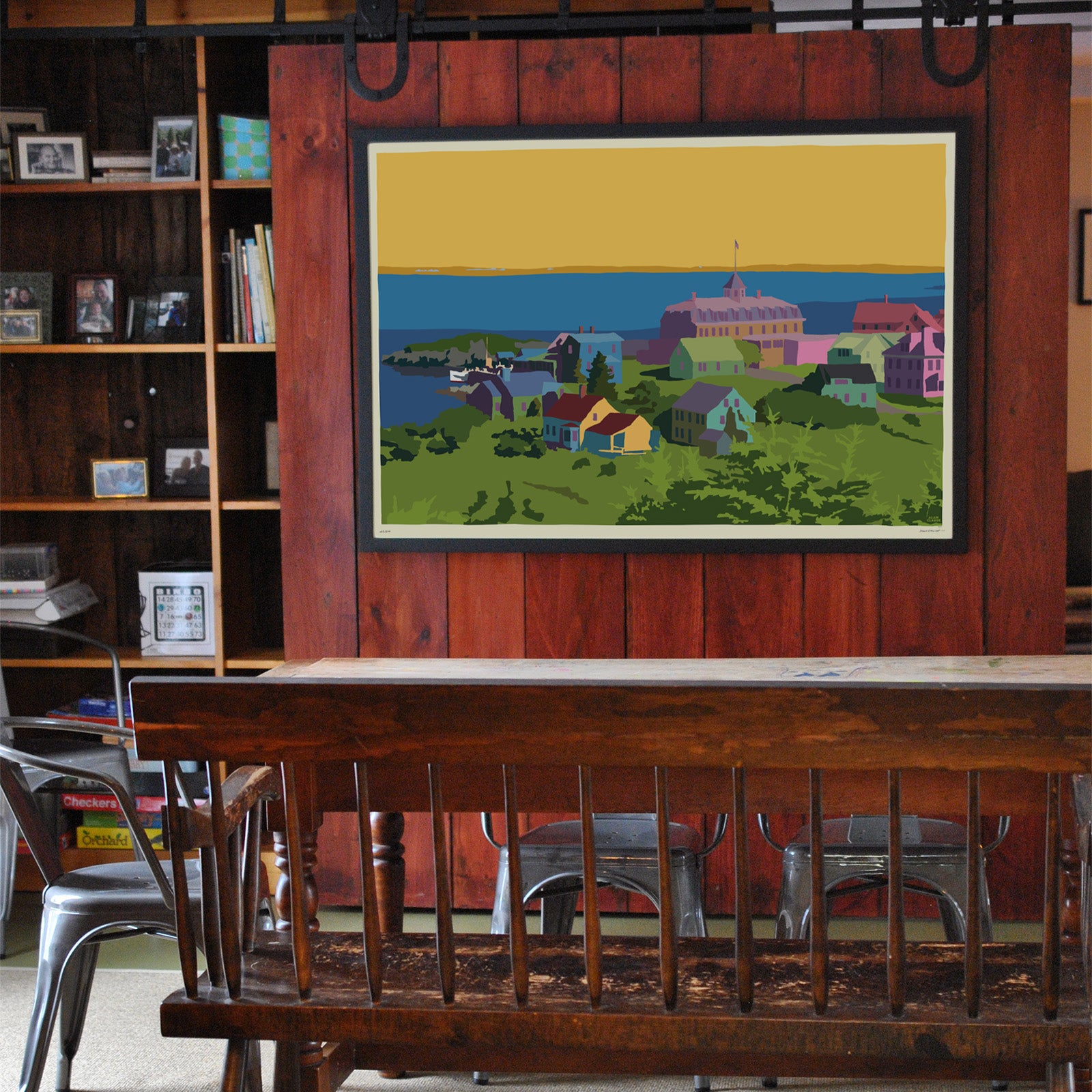 Monhegan Sunset Art Print 36" x 53" Grand View Framed Wall Poster - Maine