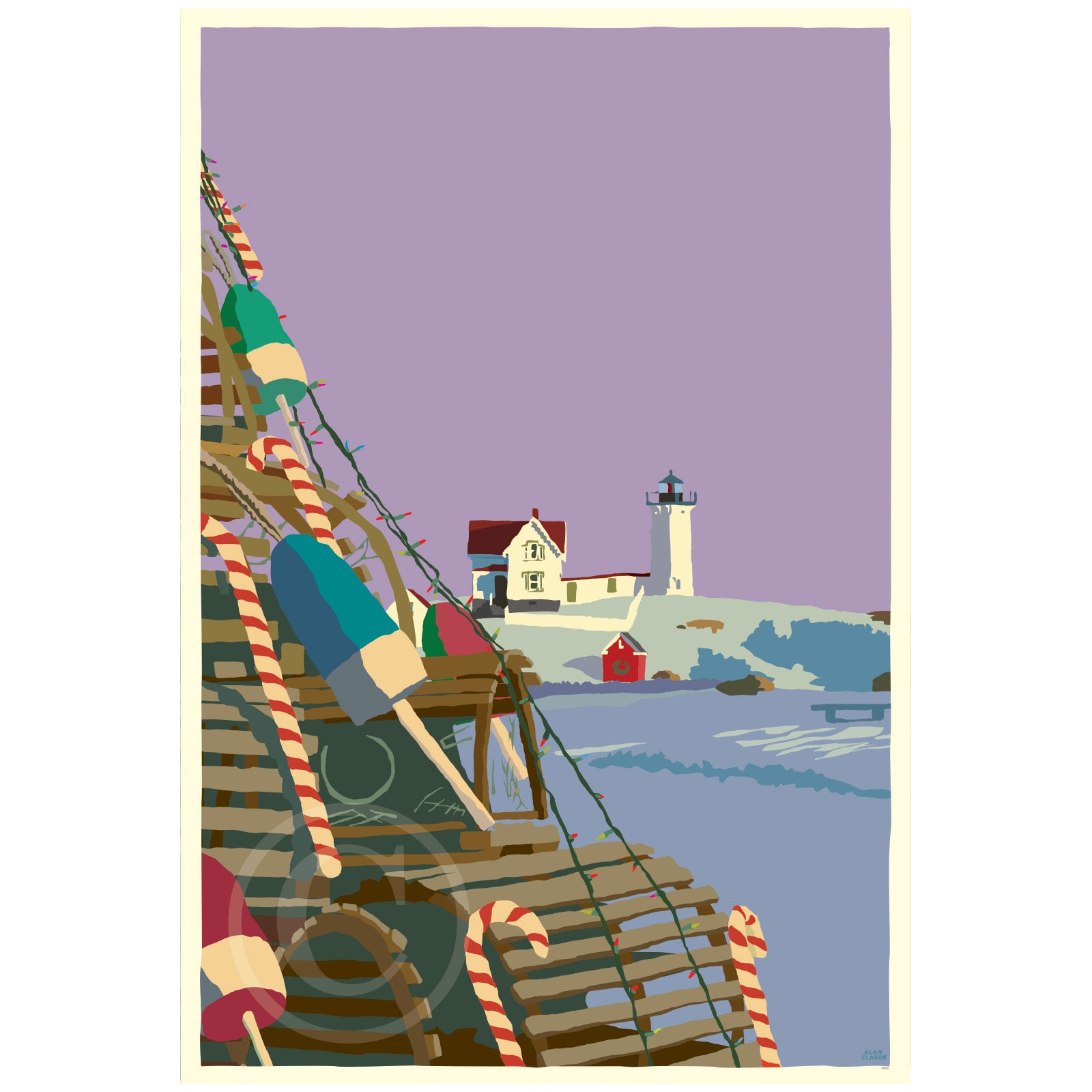A Very Nubble Christmas Art Print 36" x 53" Wall Poster By Alan Claude - Maine
