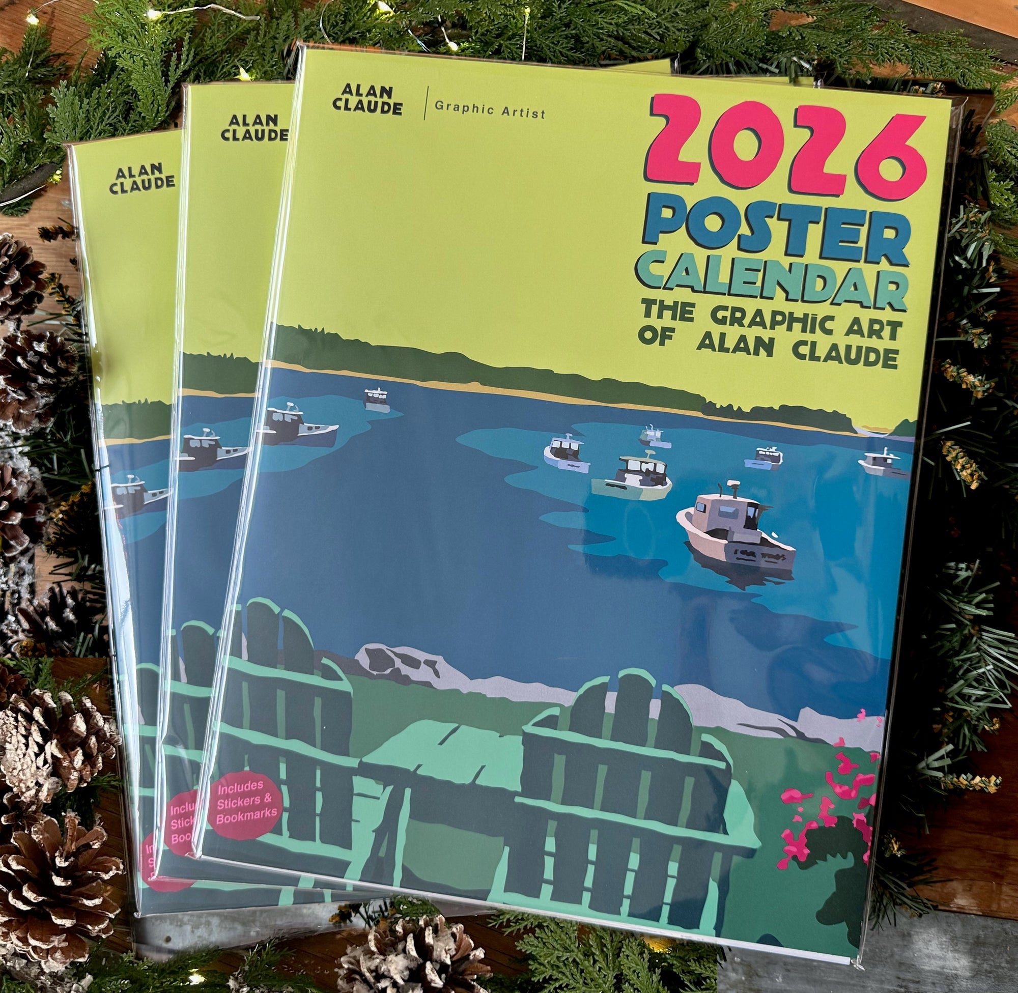 3/$105 2026 Art Poster Calendars 11" x 14" Retro Vintage Art Style by Alan Claude Graphic Artist