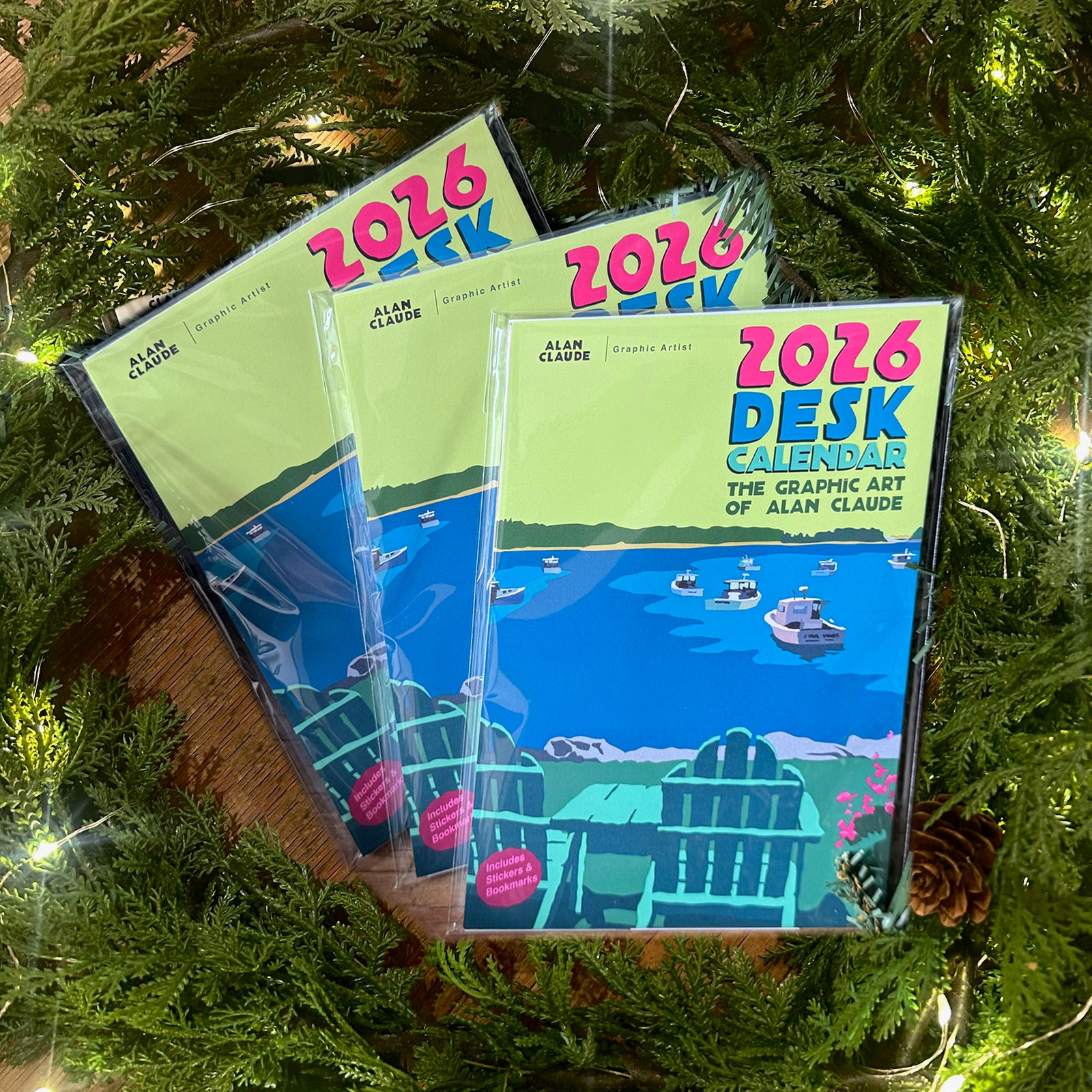 3/$55 2026 Desk Art Calendar Retro Vintage Style Art by Alan Claude Graphic Artist