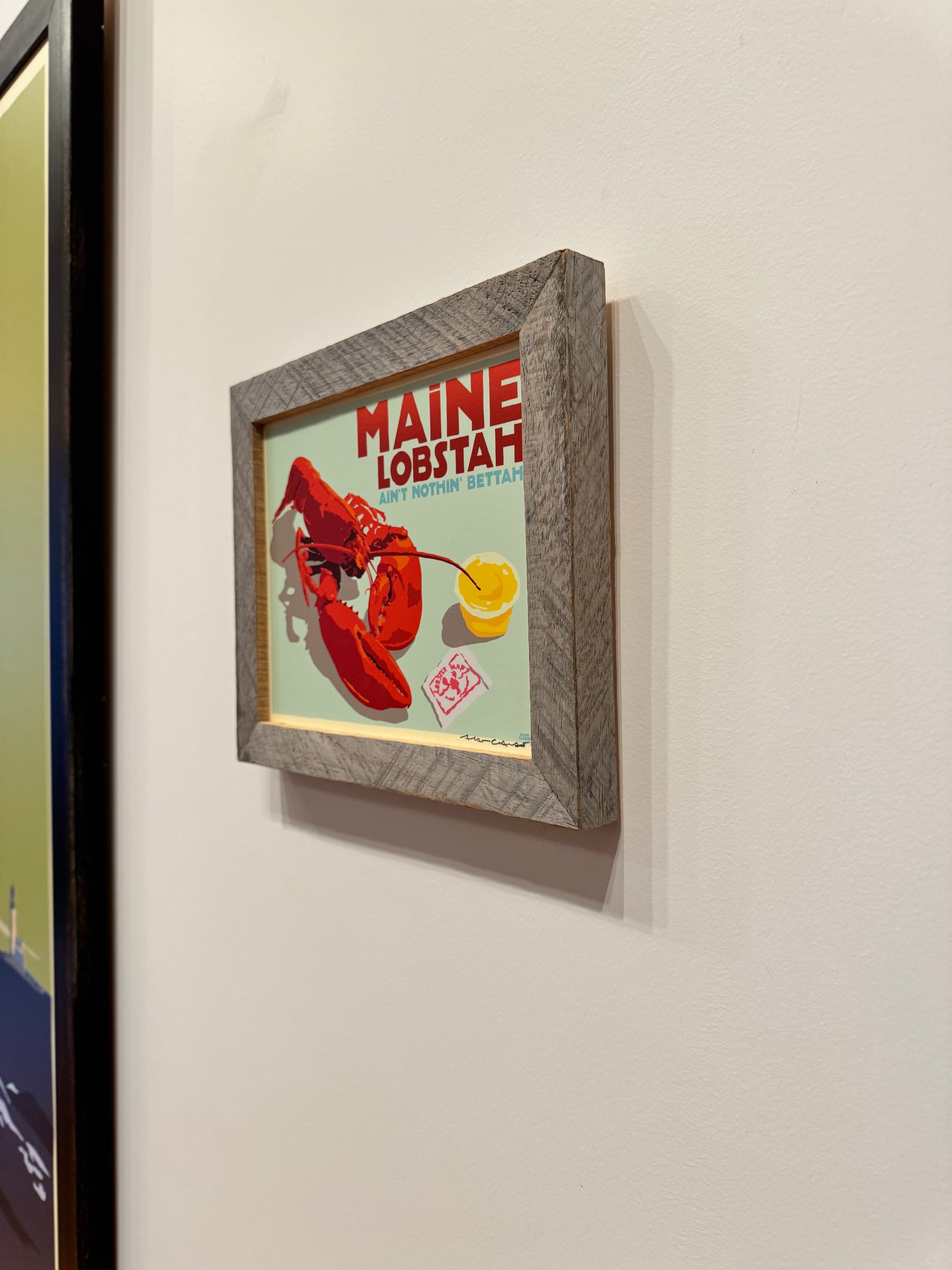 MAINE WOOD FRAME 8" x 10" Framed Maine Lobstah With Buttah (Horizontal)