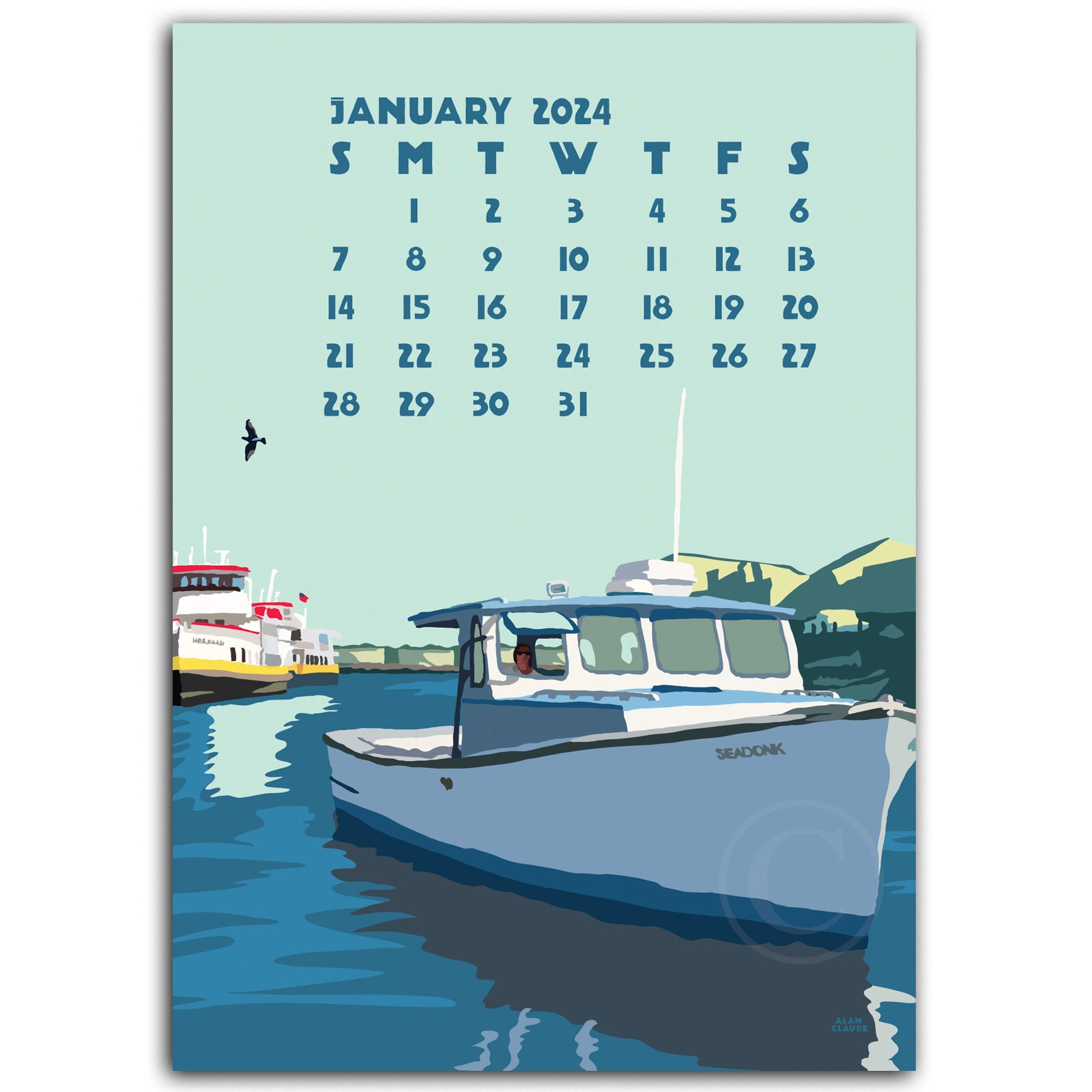 2 for $37 2024 DESK Art Calendar 5x7 Maine