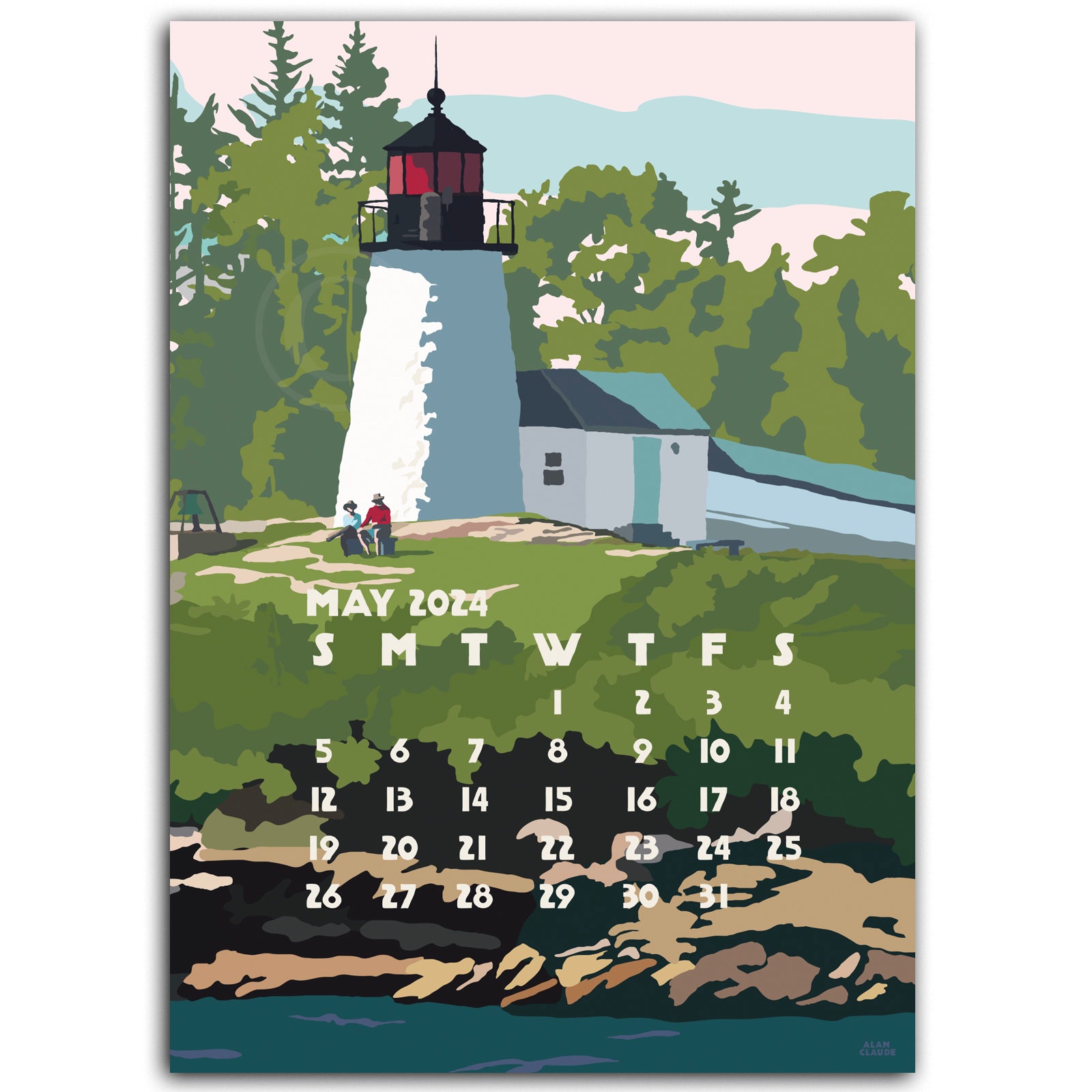 3 for $55 2024 DESK Art Calendars 5x7 Maine