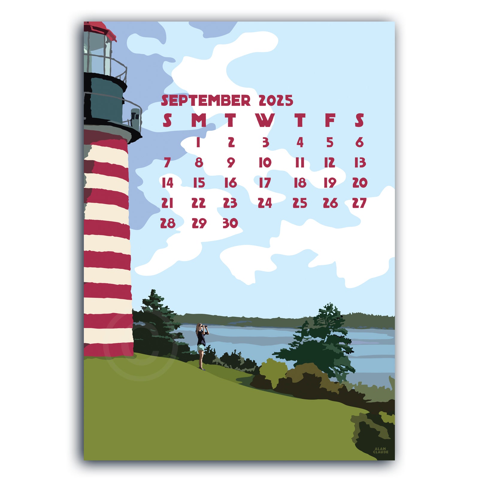 5/$92 2025 Desk Calendar Retro Vintage Style Art by Alan Claude Graphic Artist