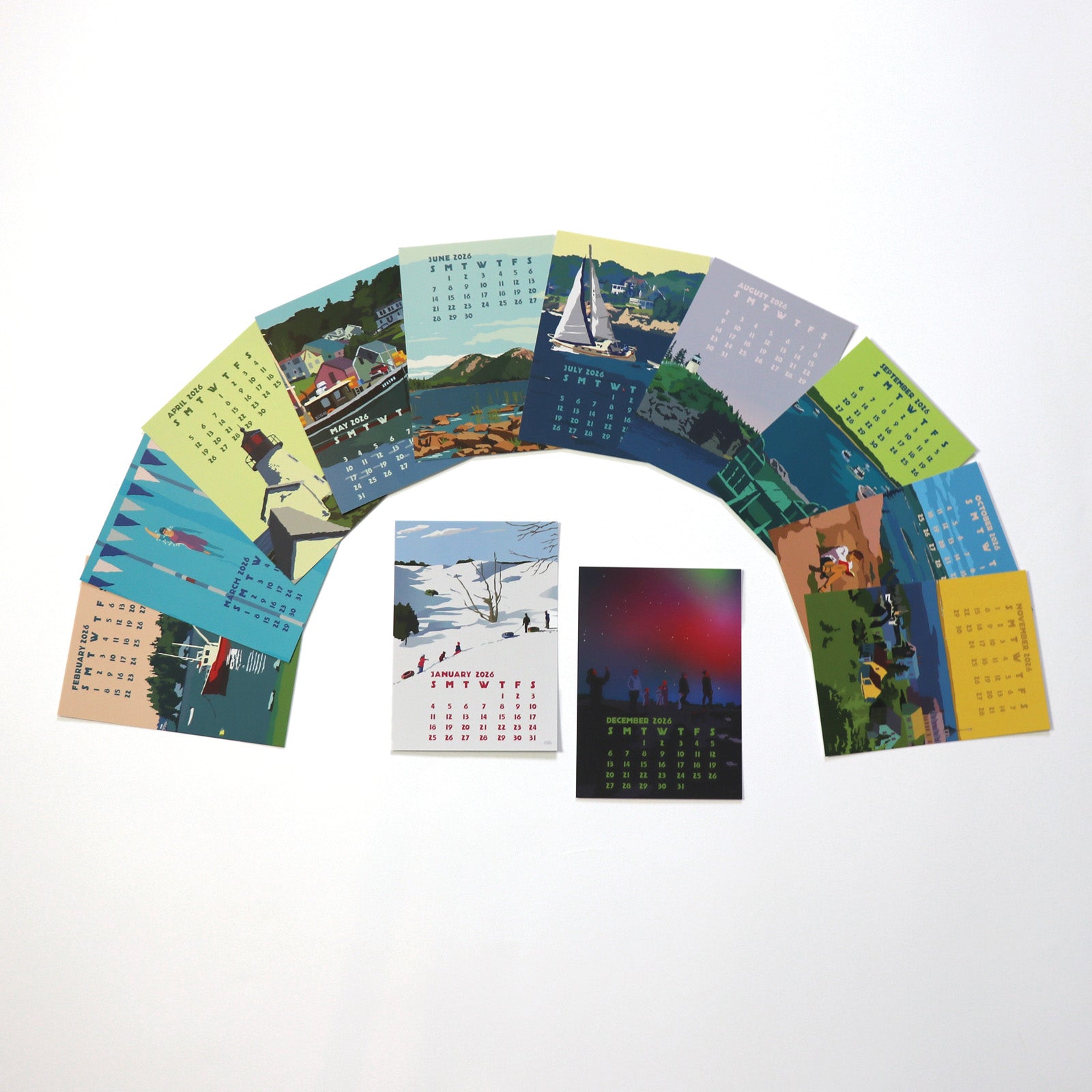 3 for $55 2026 Desk Art Calendar Retro Vintage Style Art by Alan Claude Graphic Artist