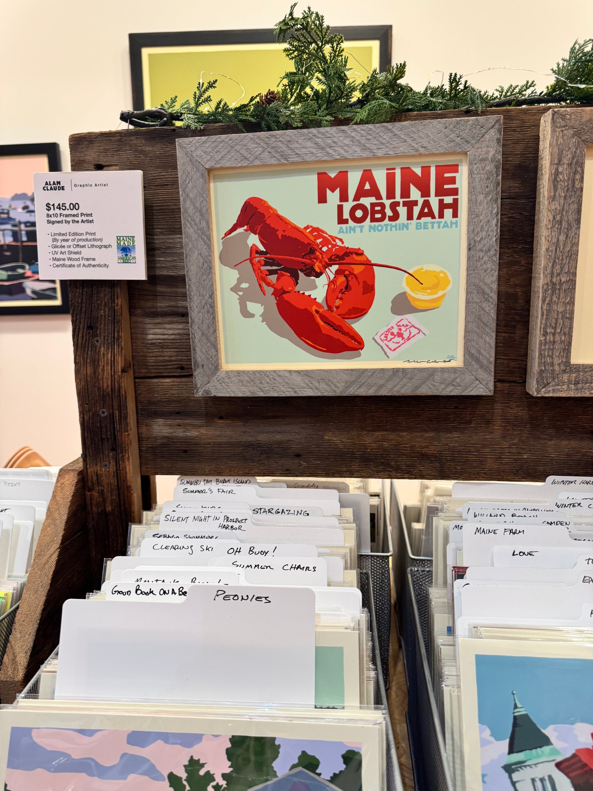 MAINE WOOD FRAME 8" x 10" Framed Maine Lobstah With Buttah (Horizontal)