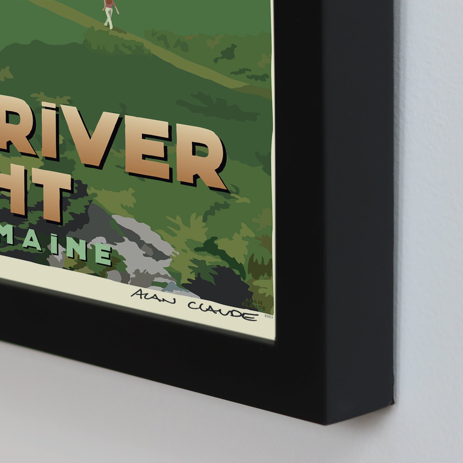 Little River Light Art Print 18" x 24" Framed Travel Poster By Alan Claude - Maine