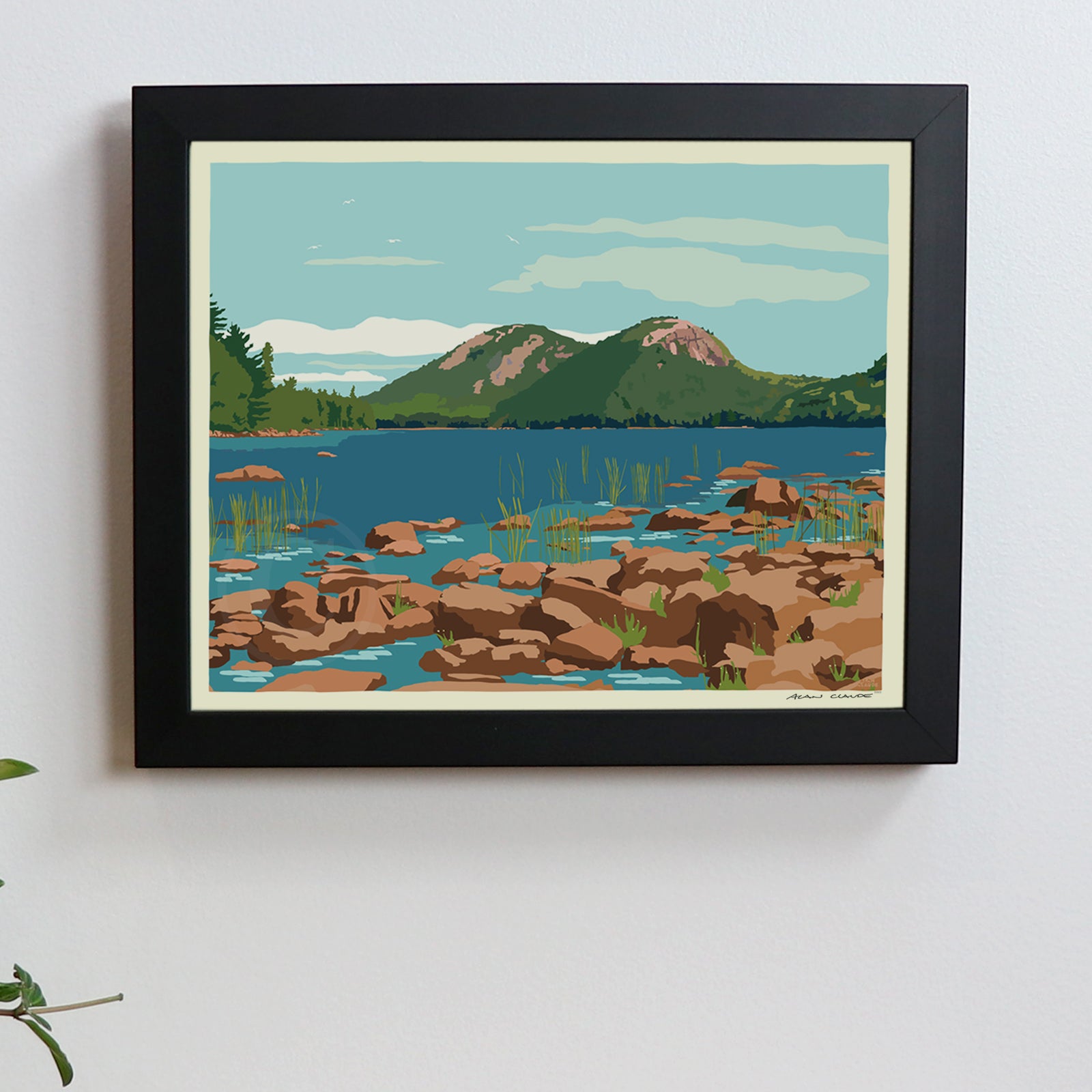 Jordan Pond Art Print 8" x 10" Framed By Alan Claude - Maine