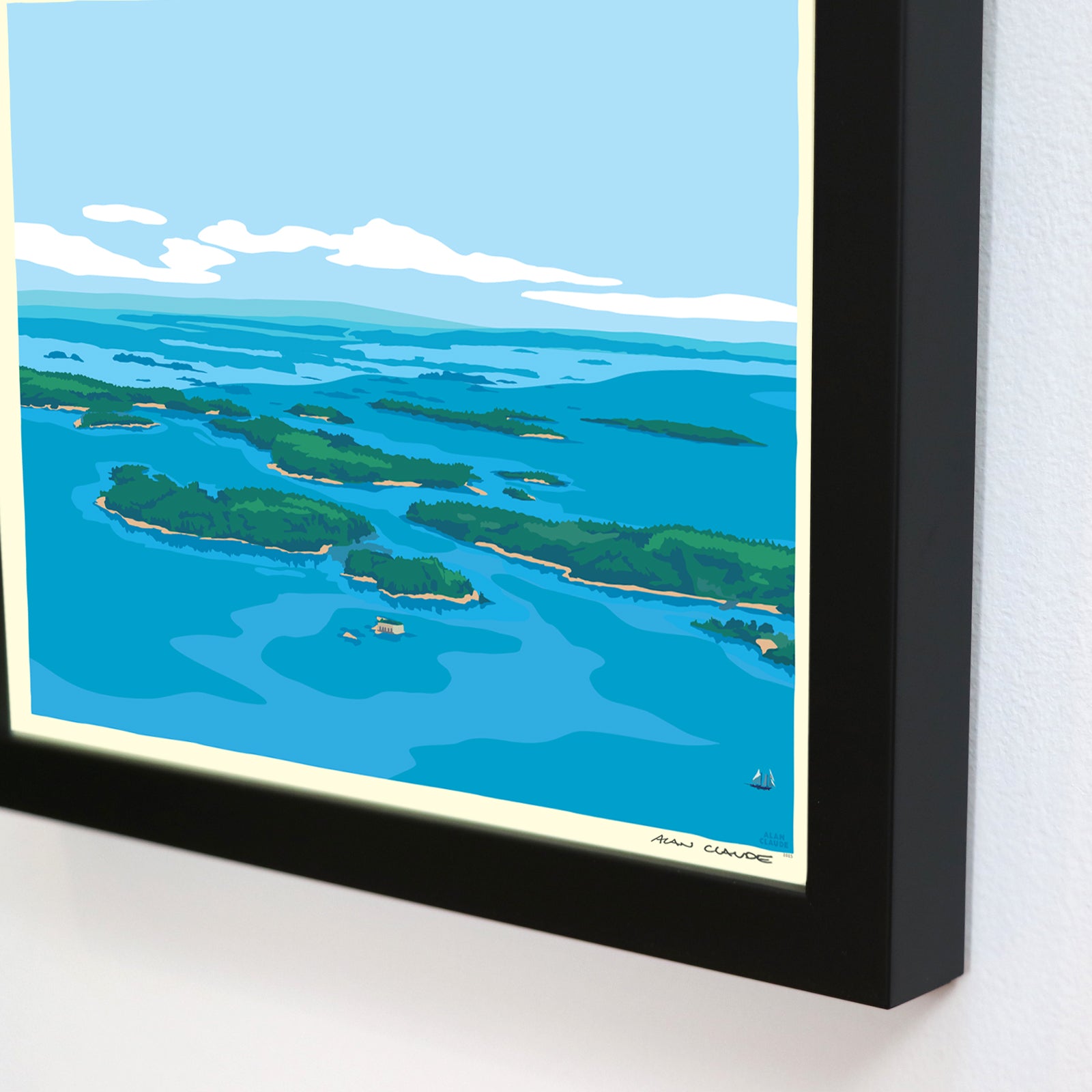 Casco Bay Art Print 8" x 10" Framed Wall Poster By Alan Claude - Maine