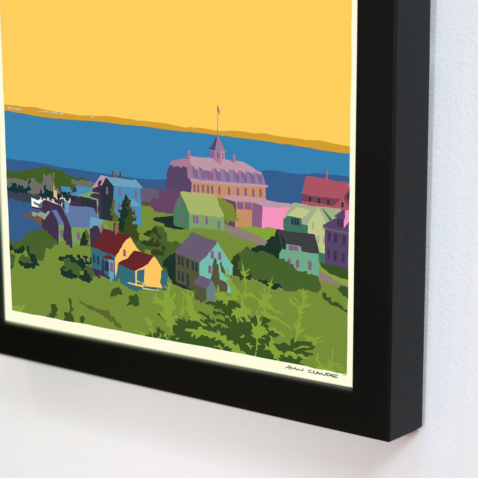 Monhegan Sunset Art Print 8" x 10" Framed Wall Poster By Alan Claude - Maine