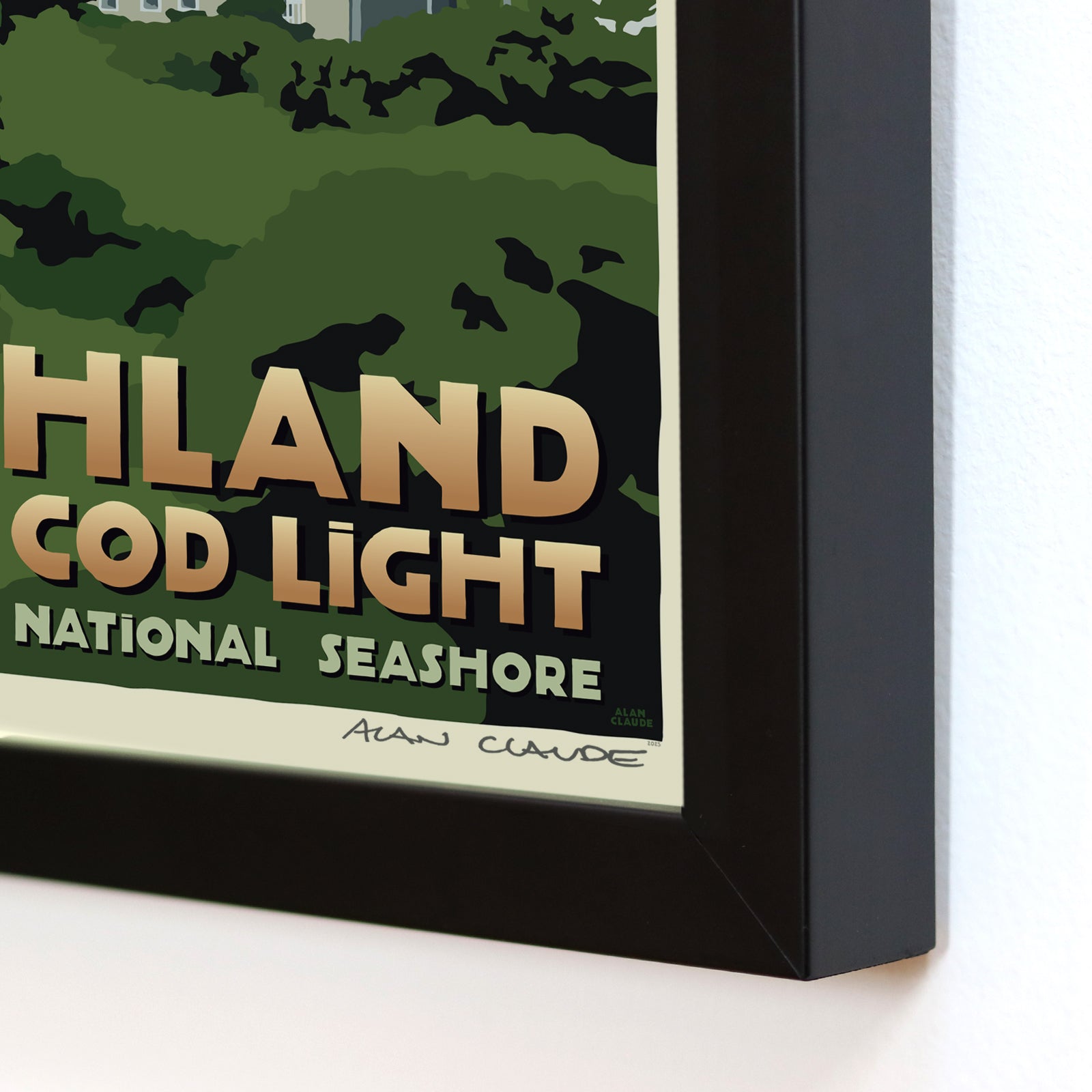 Highland Light Art Print 8" x 10" Framed Travel Poster By Alan Claude - Massachusetts