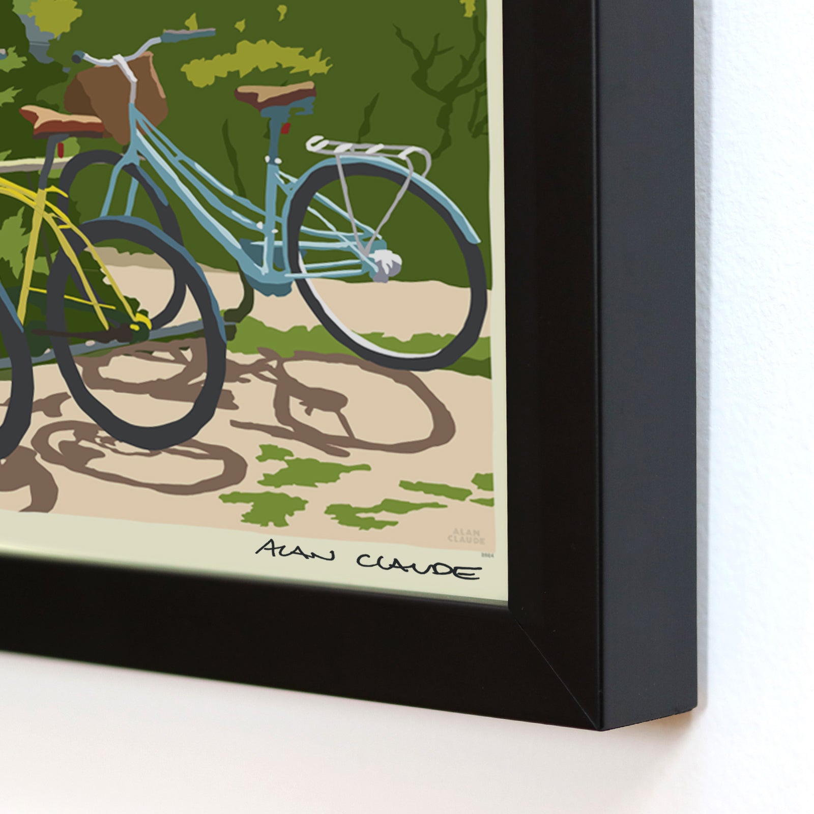 Montauk Bicycles Art Print 8" x 10" Framed Wall Poster By Alan Claude - Long Island, New York