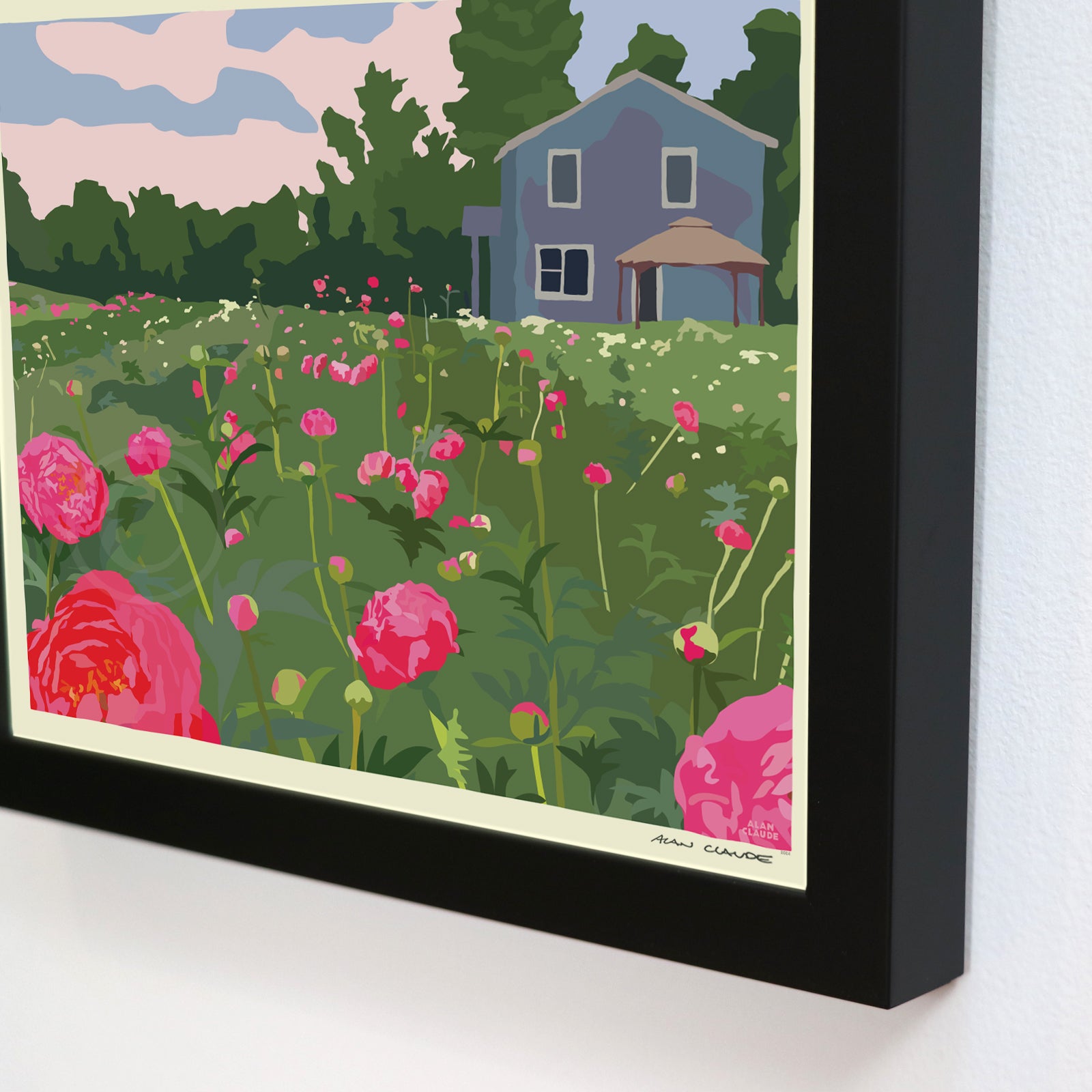 Peonies Art Print 8" x 10" Framed Wall Poster By Alan Claude - Maine