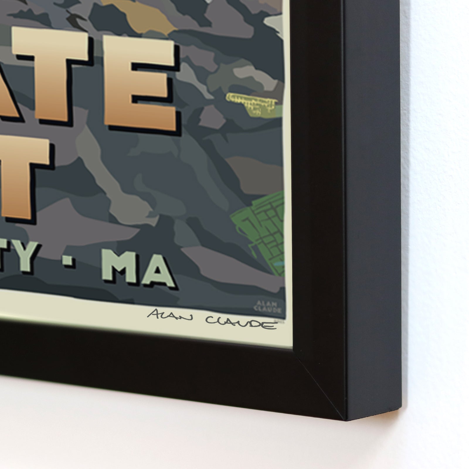 Scituate Light Art Print 8" x 10" Framed Travel Poster By Alan Claude - Massachusetts