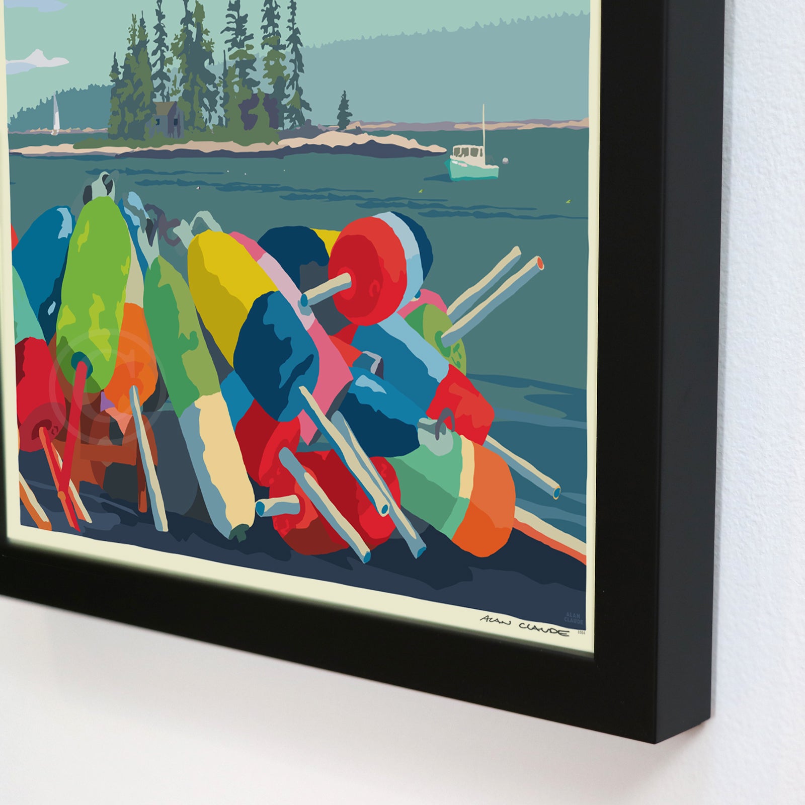 Oh Buoy Art Print 8" x 10" Framed Wall Poster By Alan Claude - Maine