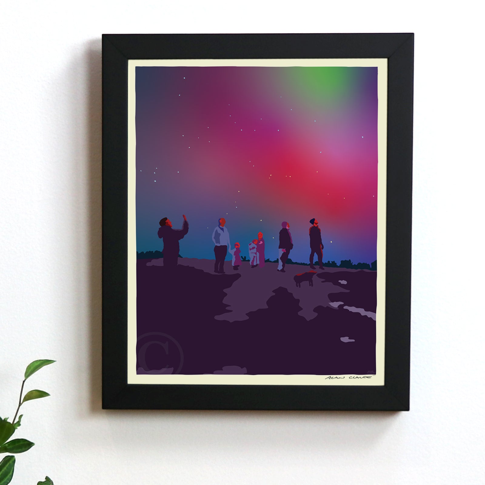 Northern Lights Art Print 8" x 10" Framed Wall Poster - Maine