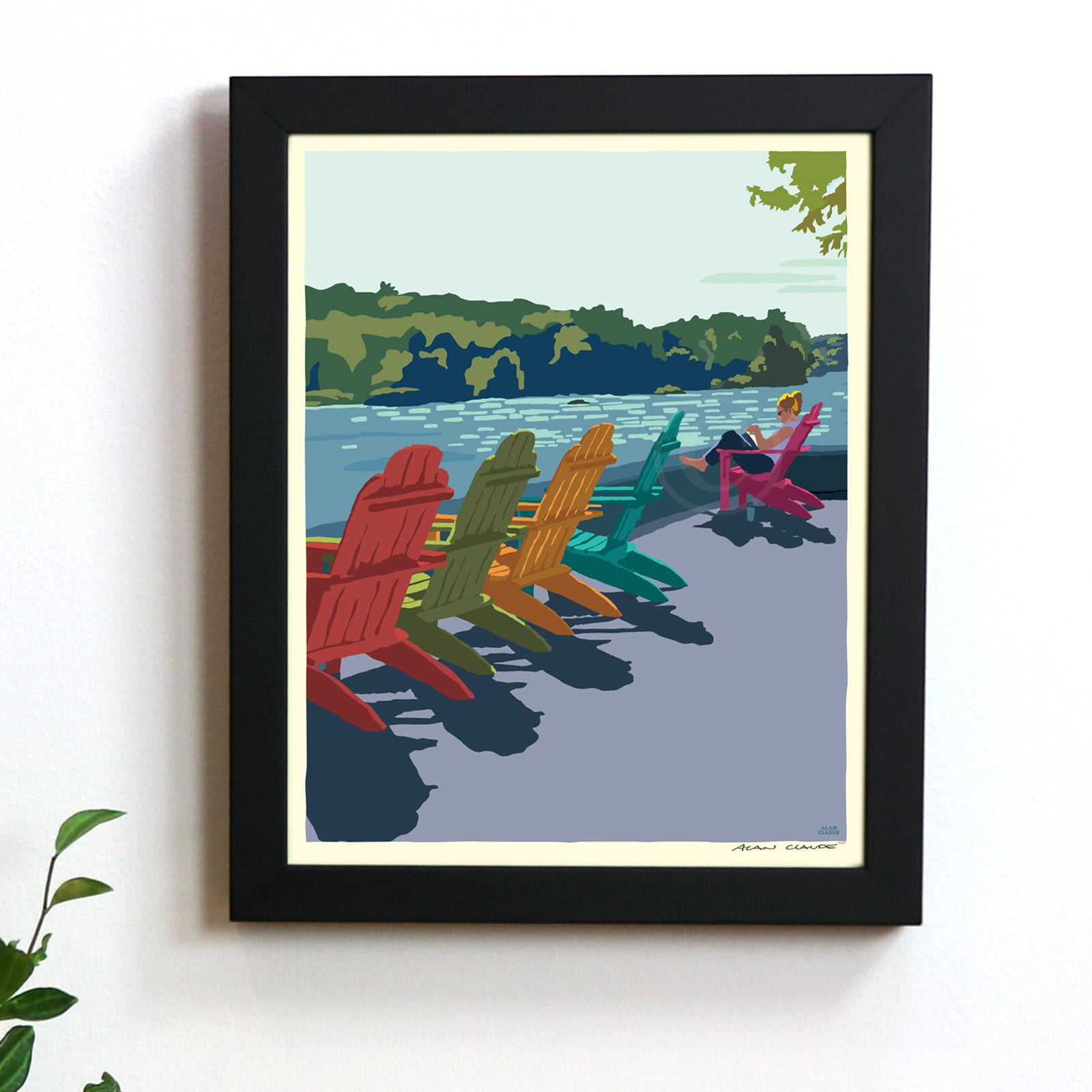 Summer Chairs Vertical Art Print 8" x 10" Framed Wall Poster By Alan Claude - Maine