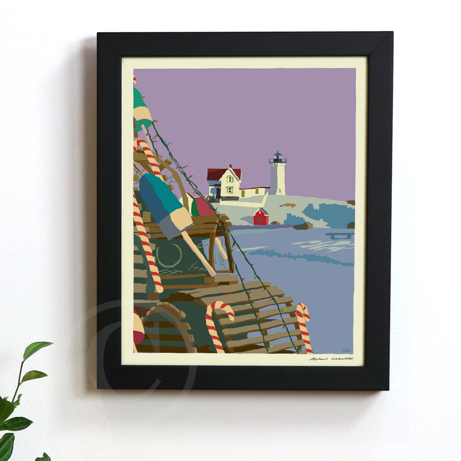 A Very Nubble Christmas 8" x 10" Framed Wall Poster By Alan Claude - Maine