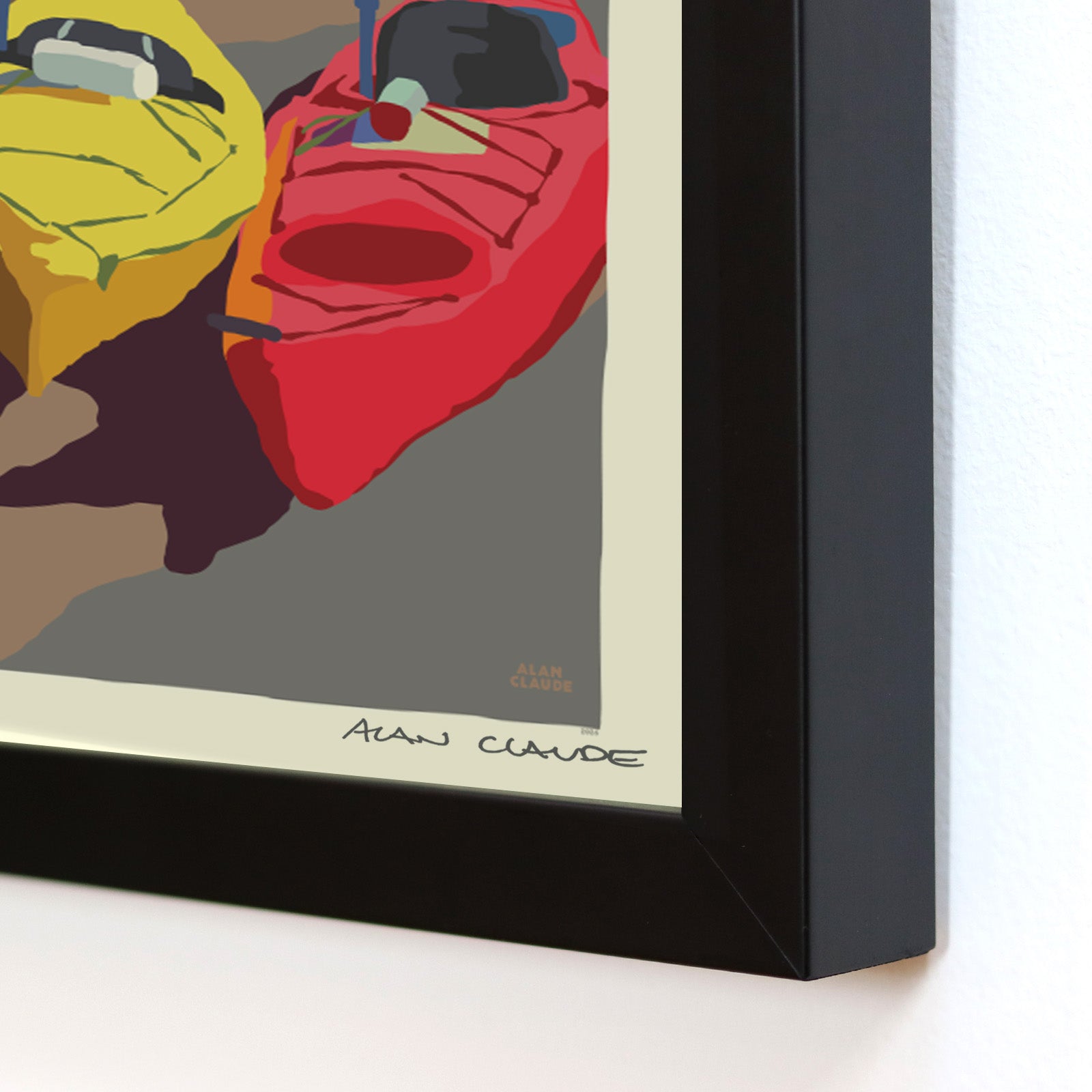 Kayaking Me Crazy 8" x 10" Framed Wall Poster By Alan Claude - Maine