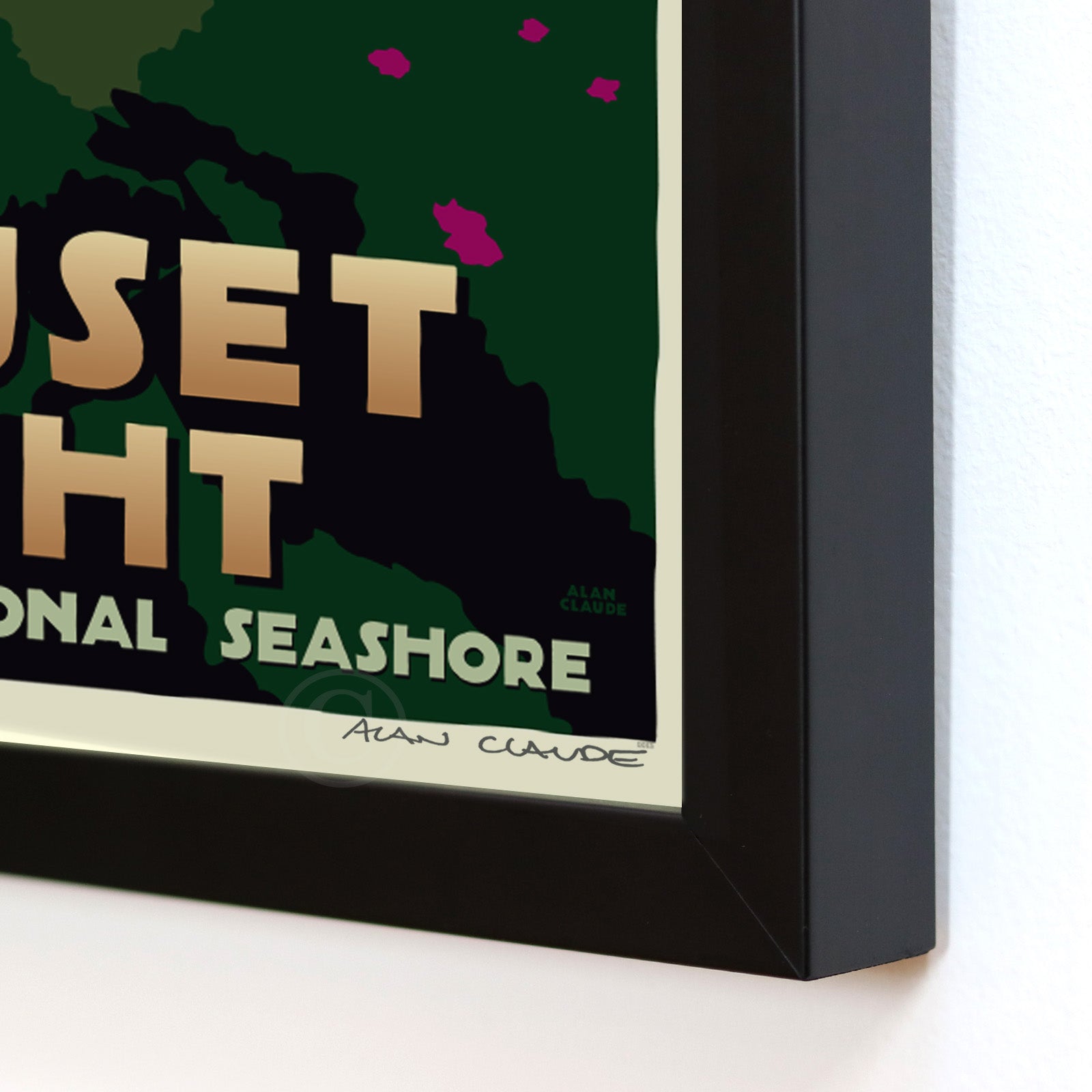 Nauset Light Art Print 8" x 10" Framed Travel Poster By Alan Claude - Massachusetts