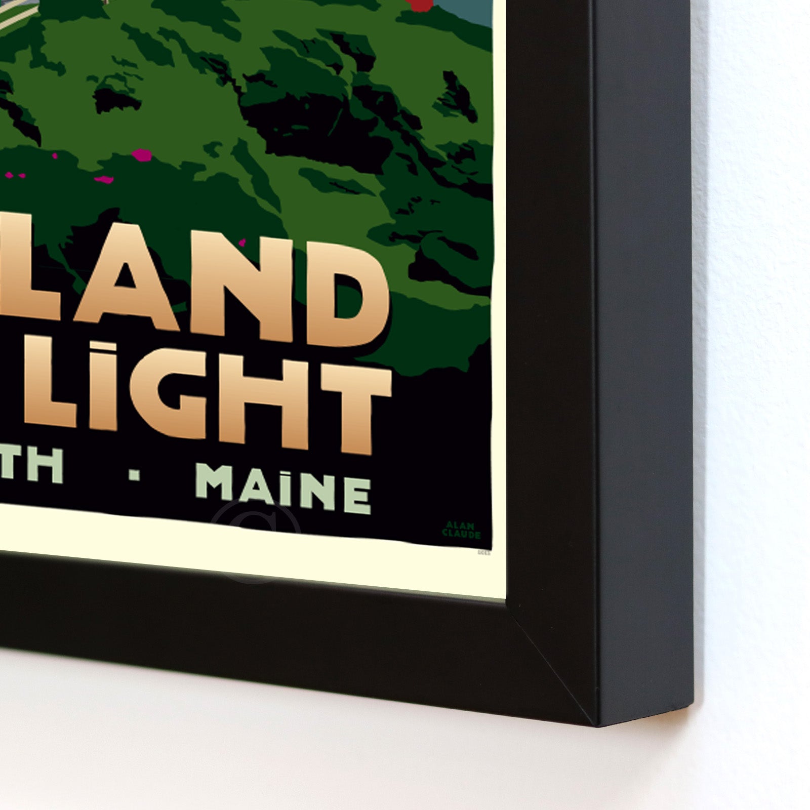 Portland Head Light Art Print 8" x 10" Framed Travel Poster By Alan Claude - Maine