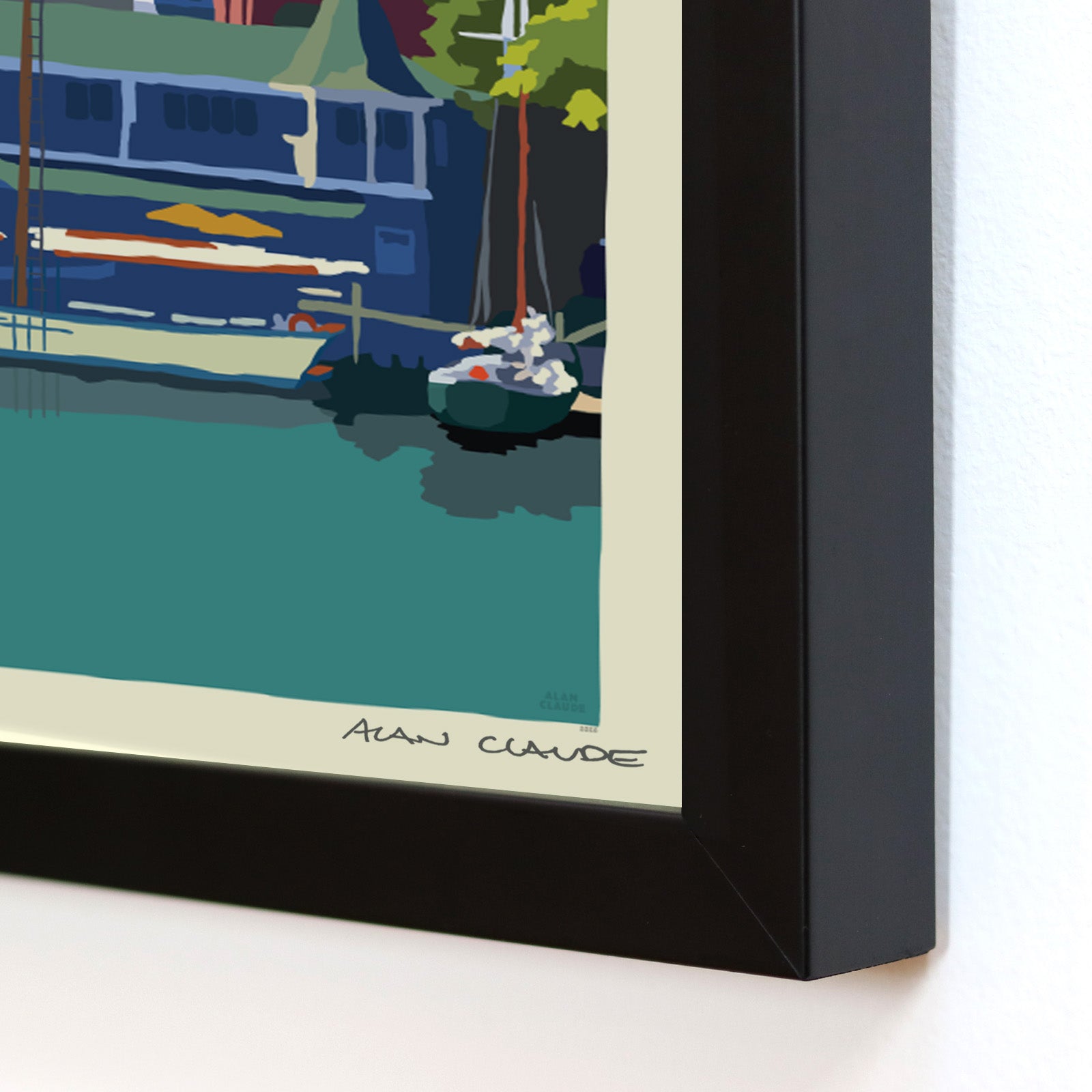 The Prettiest Little Village 8" x 10" Framed Wall Poster By Alan Claude - Maine