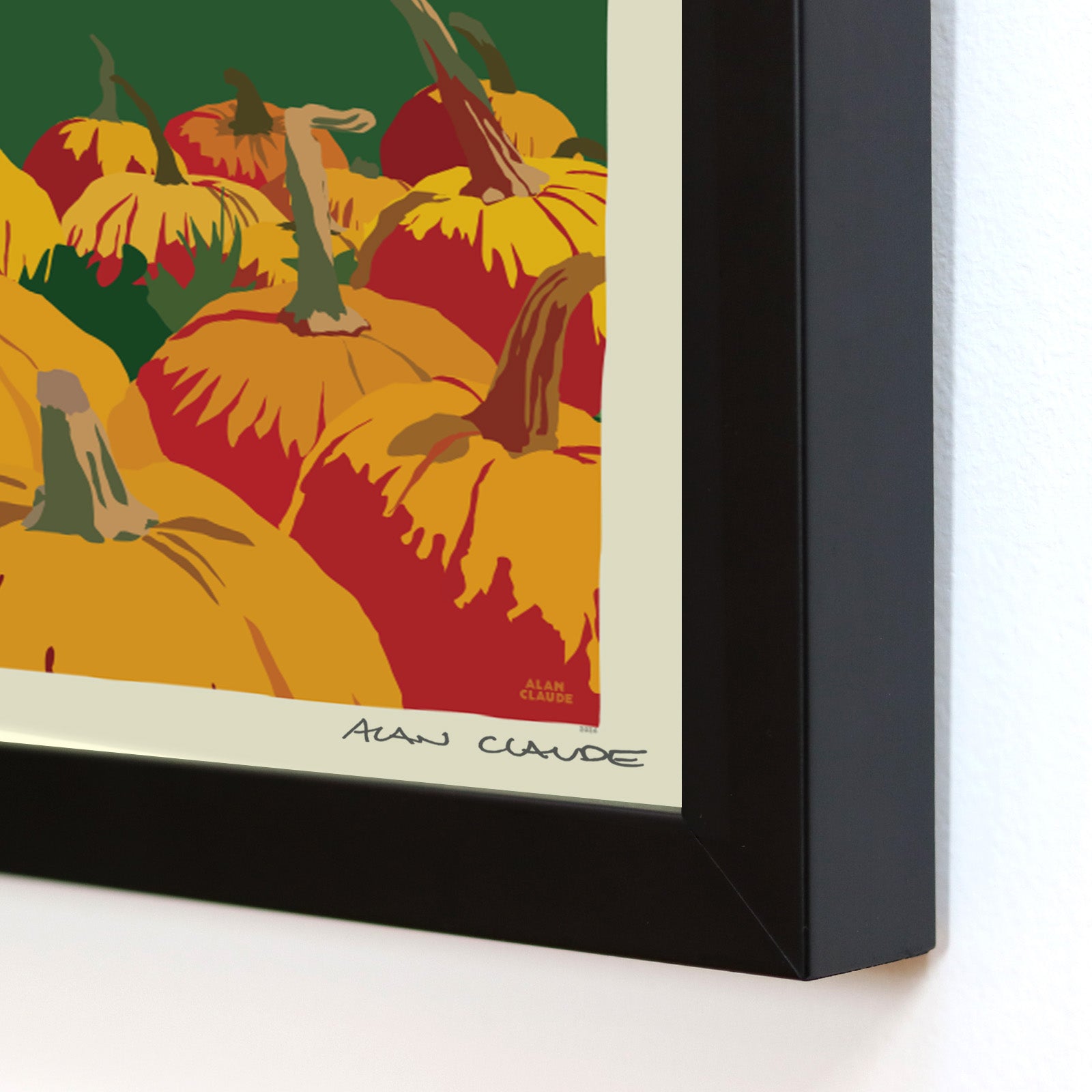 Pumpkin Farm 8" x 10" Framed Wall Poster By Alan Claude - Maine