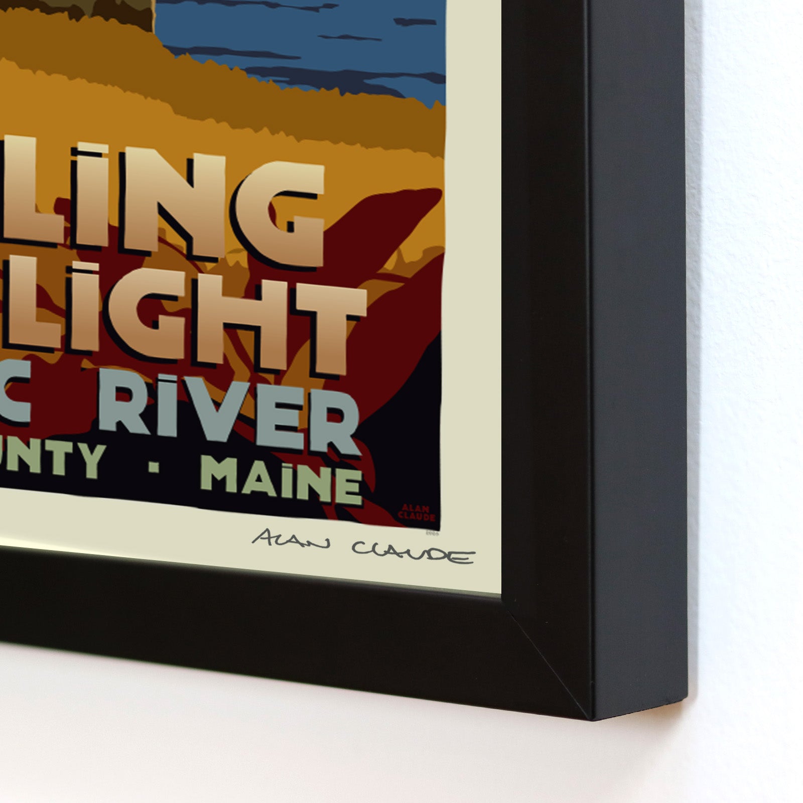 Doubling Point Light Art Print (Thin Border) 8" x 10" Framed Travel Poster By Alan Claude - Maine