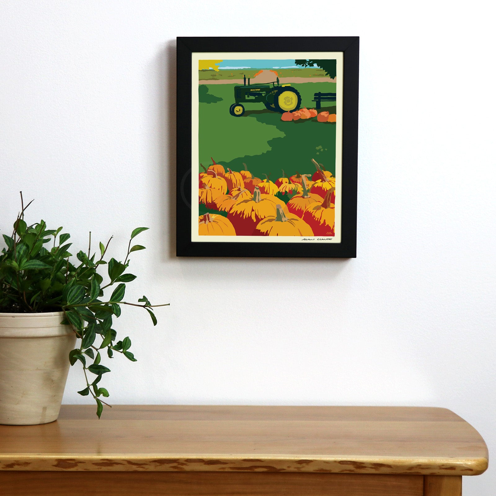 Pumpkin Farm 8" x 10" Framed Wall Poster By Alan Claude - Maine
