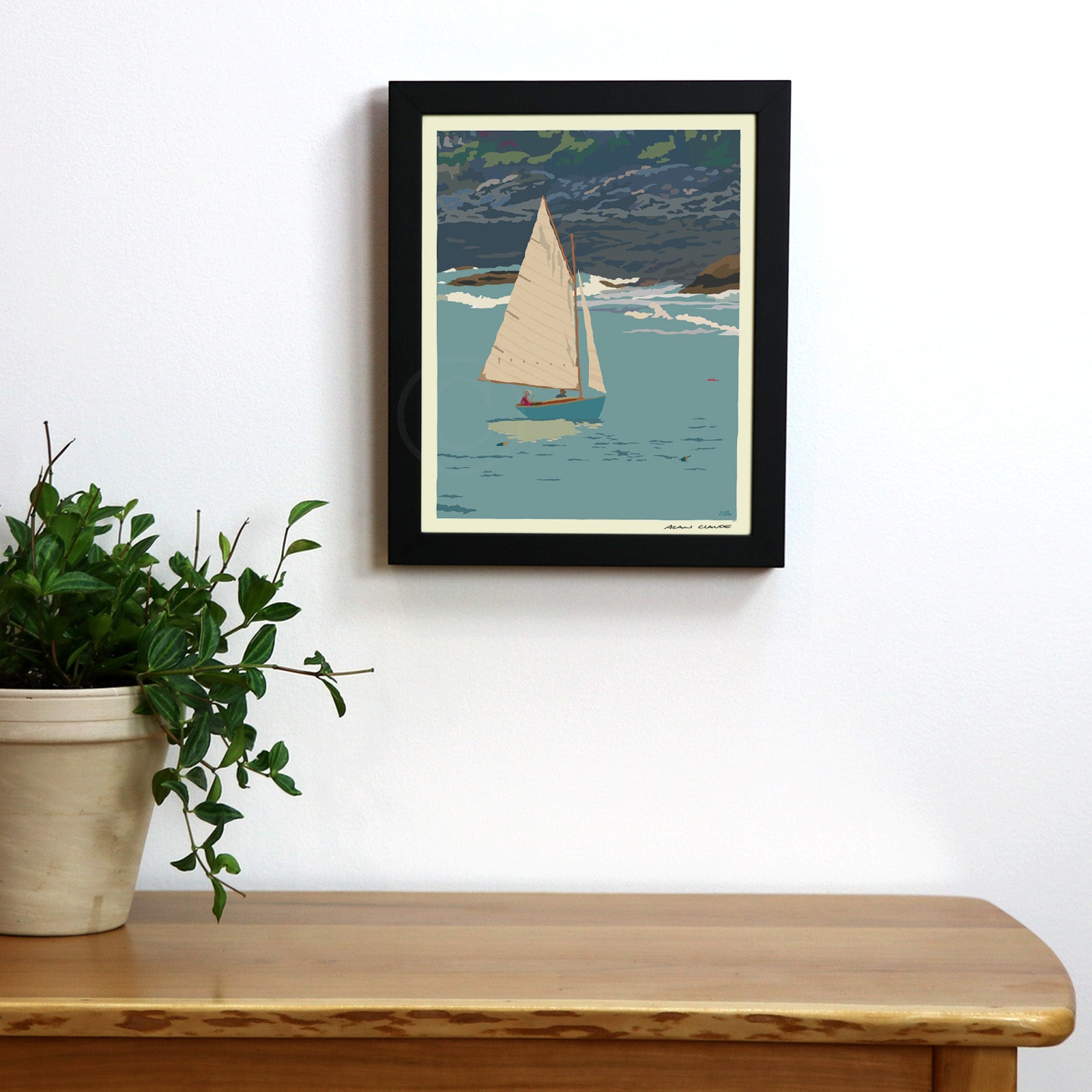 Sunset Sail 8" x 10" Framed Wall Poster By Alan Claude - Maine