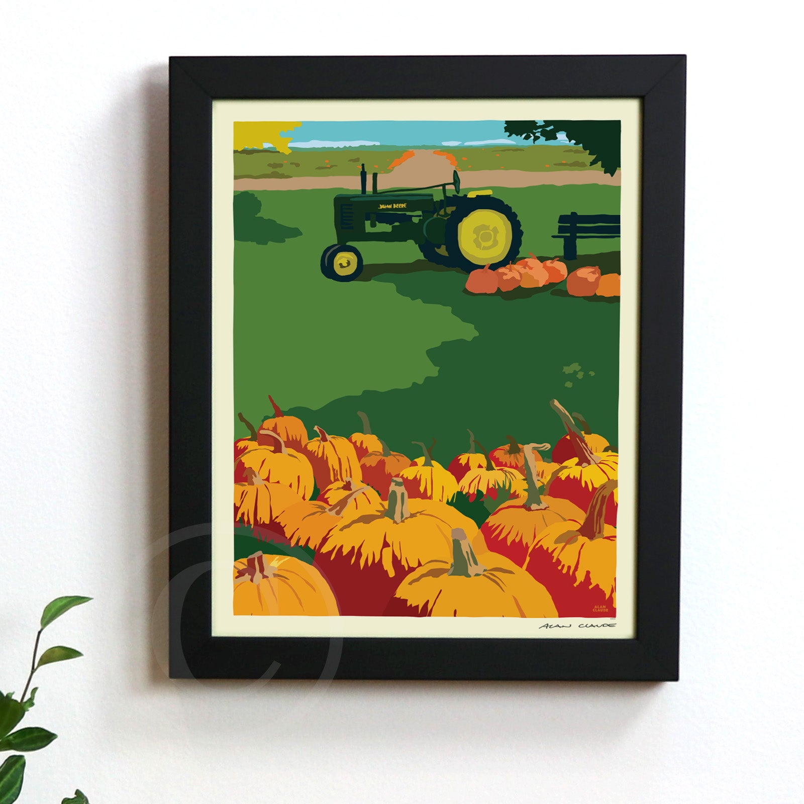 Pumpkin Farm 8" x 10" Framed Wall Poster By Alan Claude - Maine