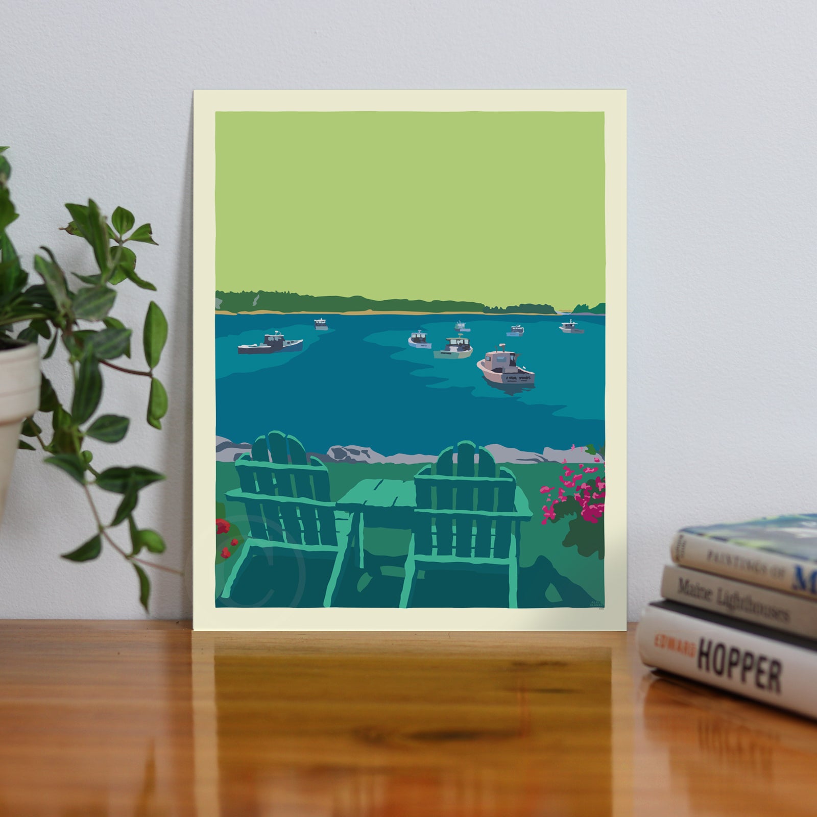 Chairished View Art Print 8" x 10" Wall Poster By Alan Claude - Maine