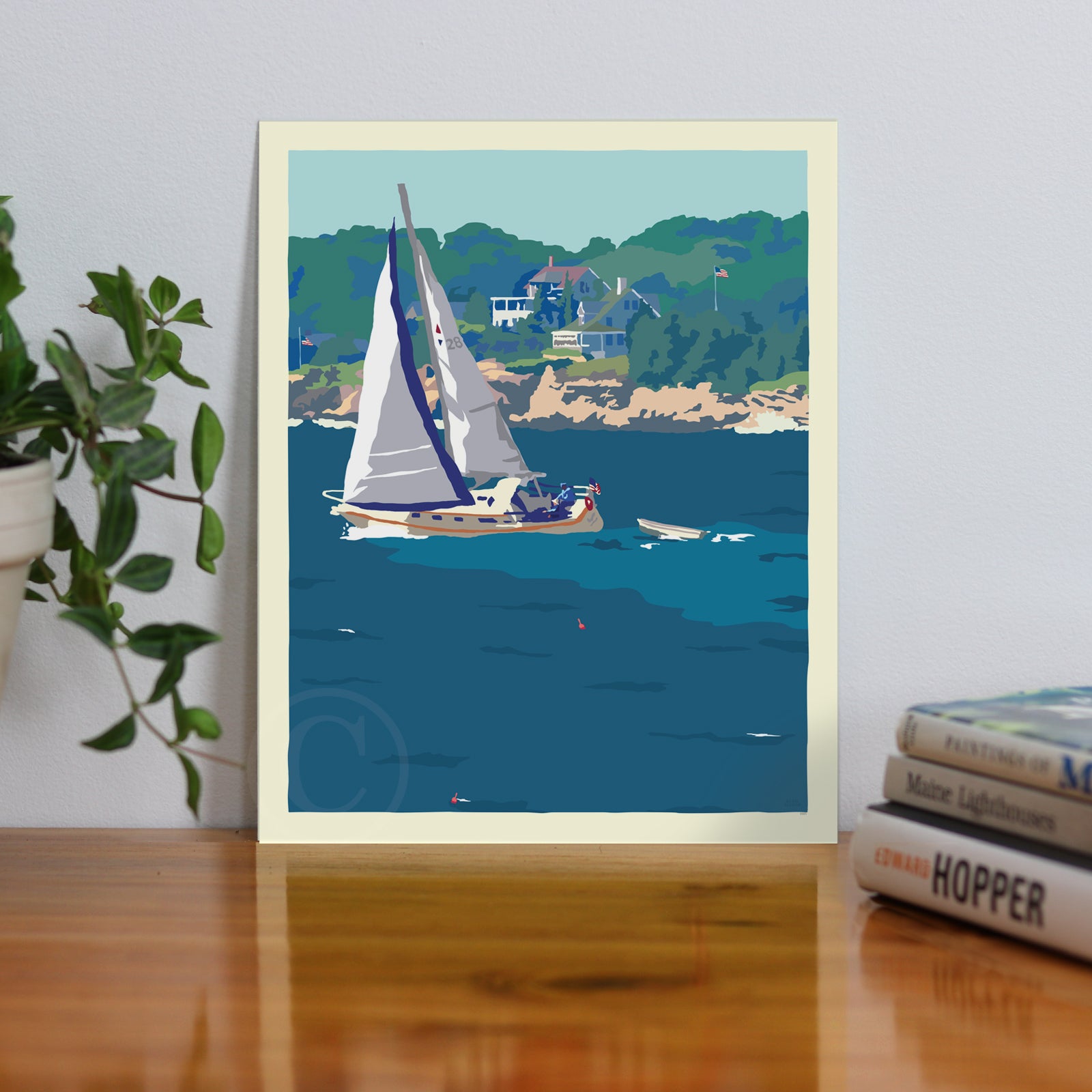 Full Sail Art Print 8" x 10" Wall Poster By Alan Claude - Maine