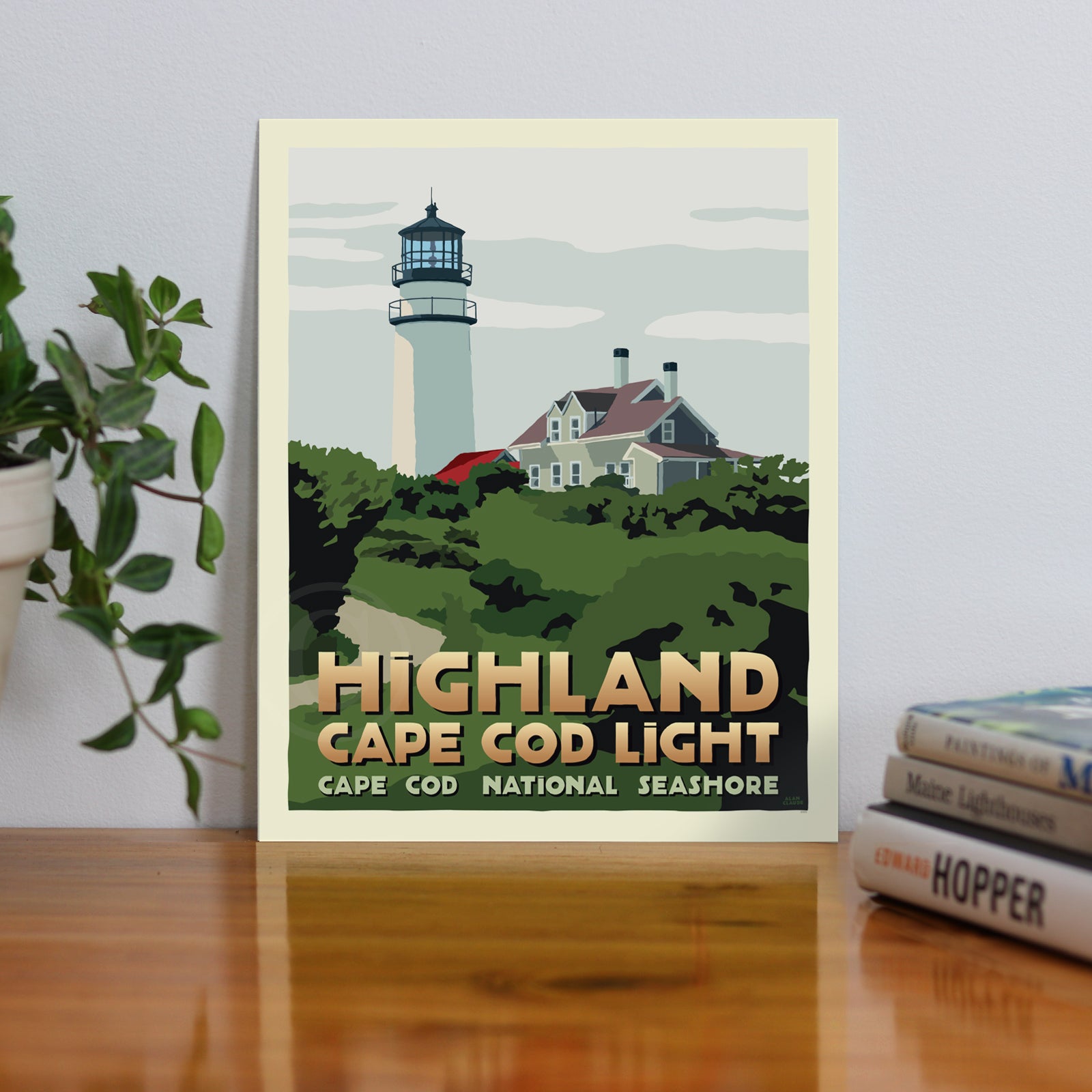Highland Light Art Print 8" x 10" Travel Poster By Alan Claude - Massachusetts