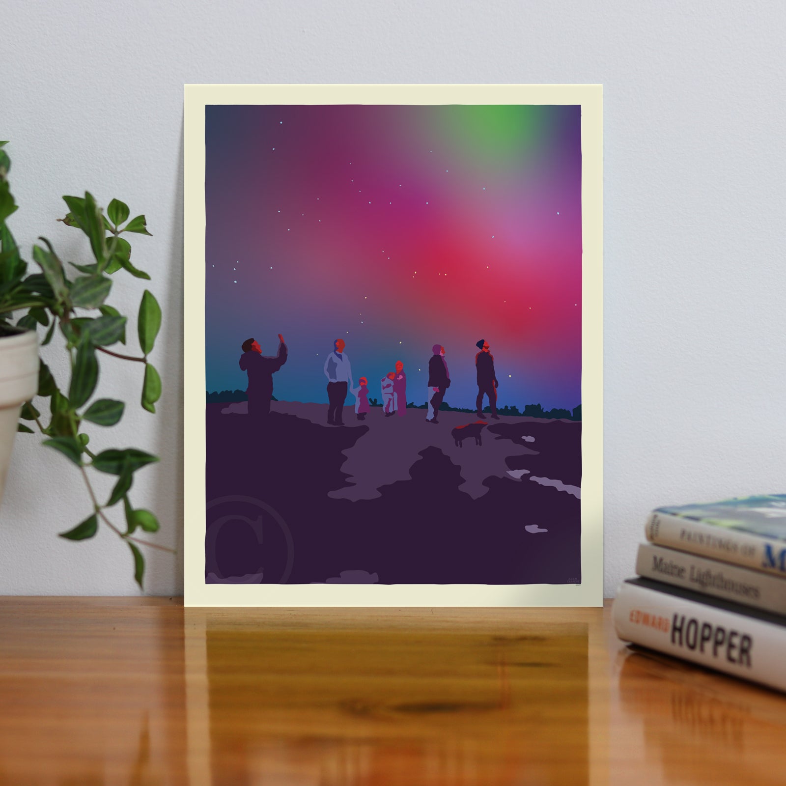 Northern Lights Art Print 8" x 10" Wall Poster By Alan Claude - Maine