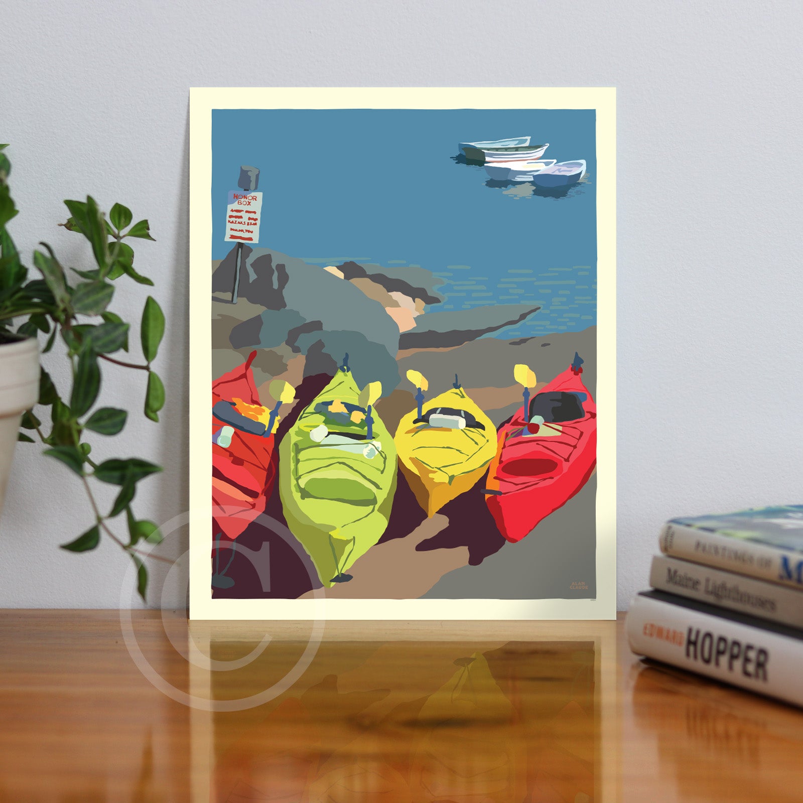 Kayaking Me Crazy 8" x 10" Wall Poster By Alan Claude - Maine