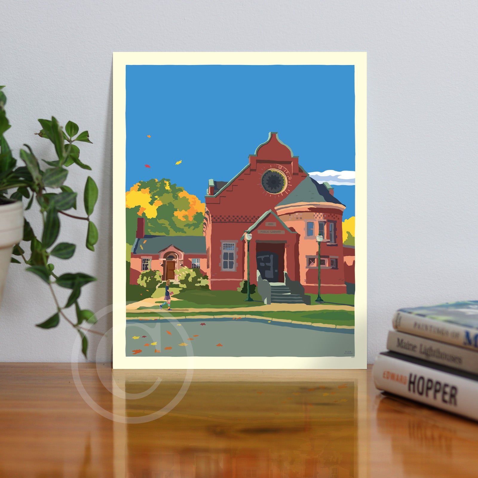 Lets Go To The Library 8" x 10" Wall Poster By Alan Claude - Maine