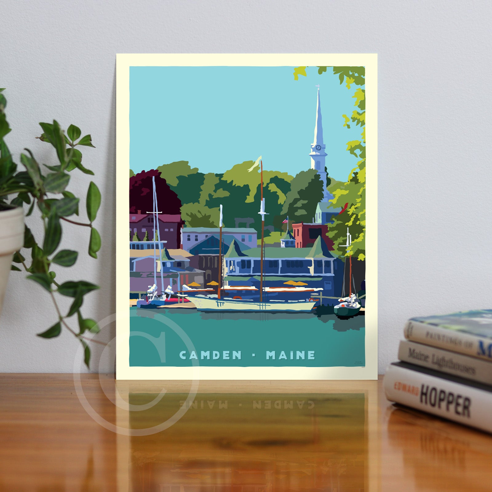 The Prettiest Little Village 8" x 10" Travel Poster By Alan Claude - Maine