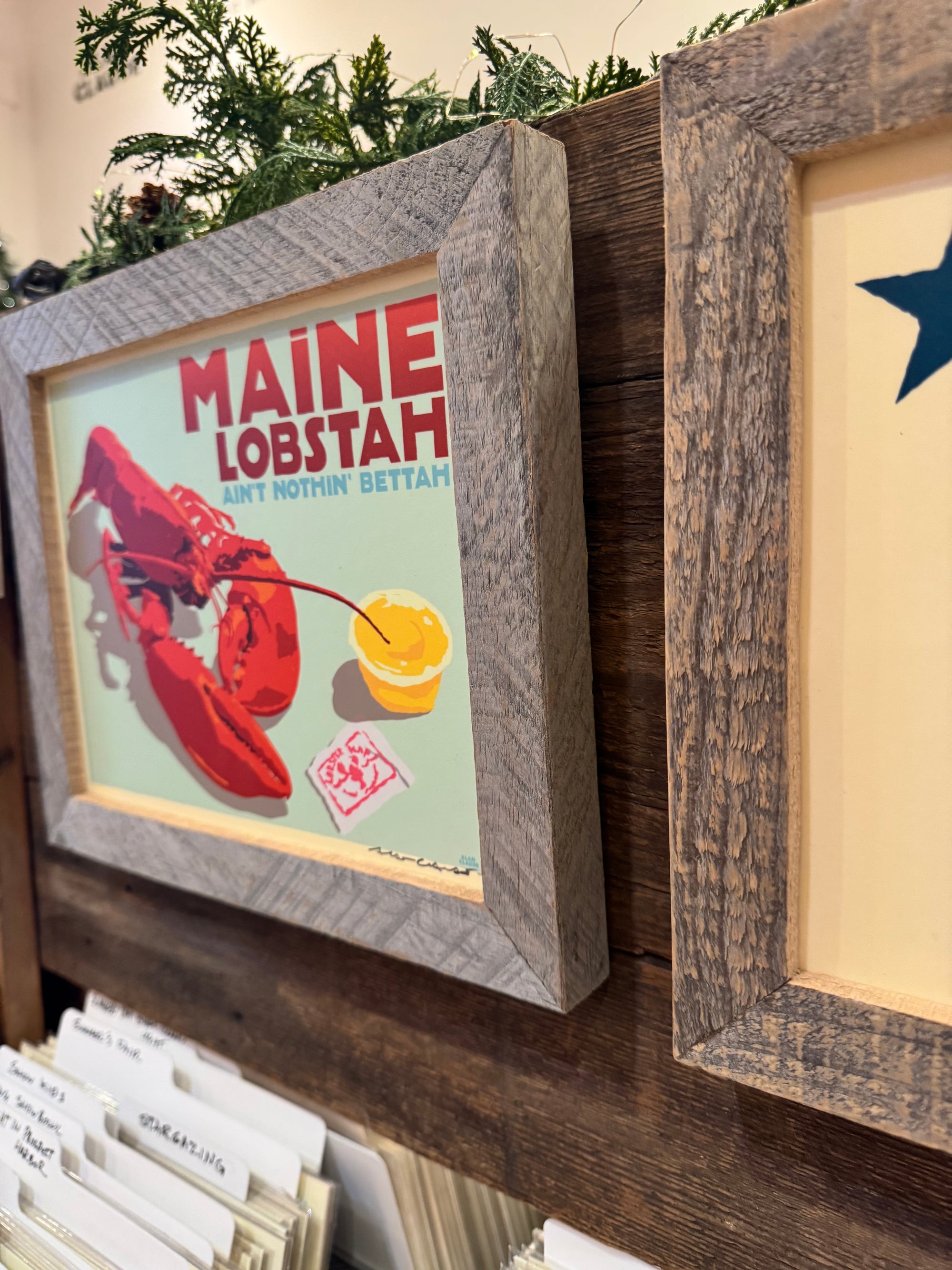 MAINE WOOD FRAME 8" x 10" Framed Maine Lobstah With Buttah (Horizontal)