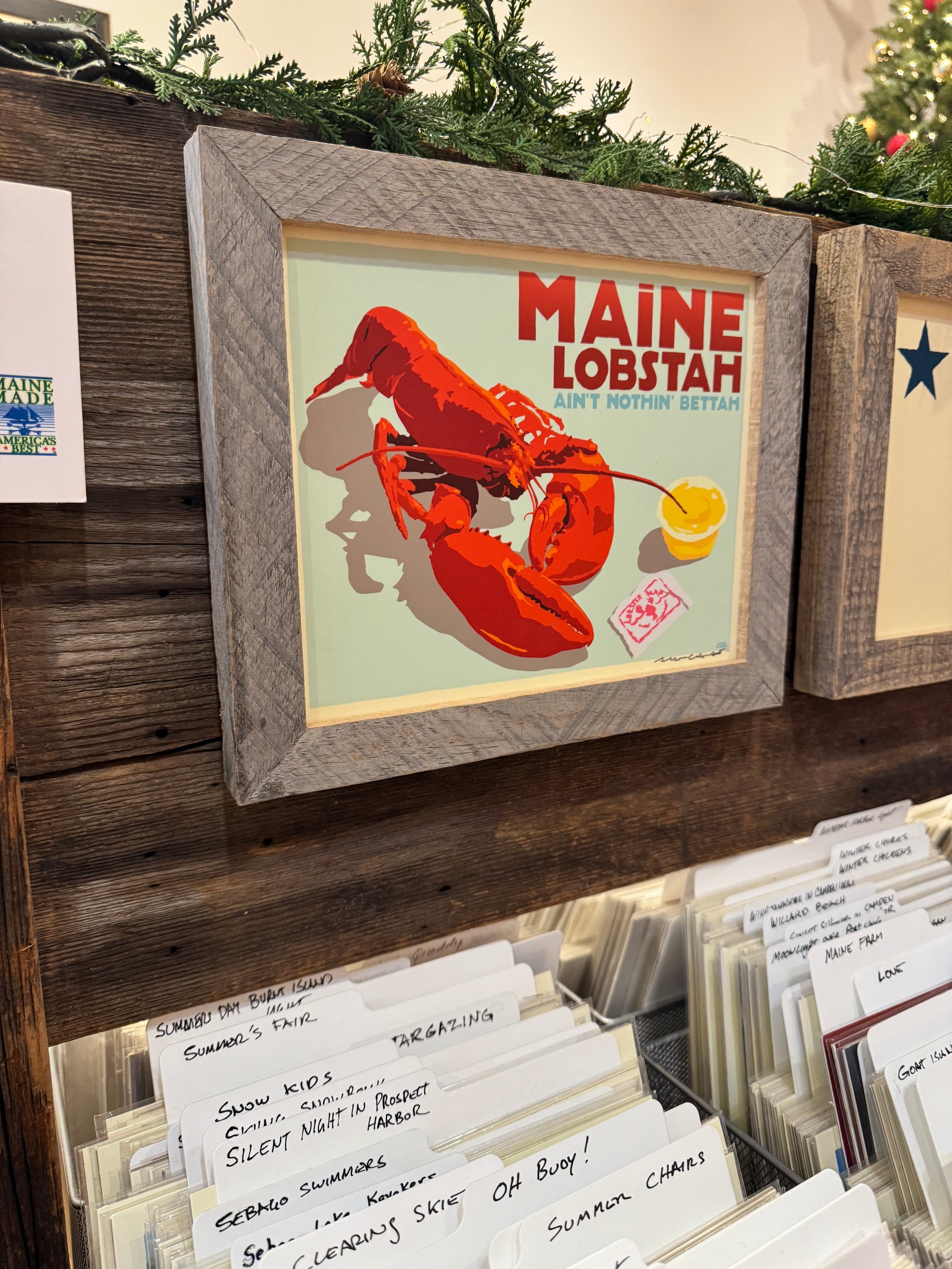 MAINE WOOD FRAME 8" x 10" Framed Maine Lobstah With Buttah (Horizontal)