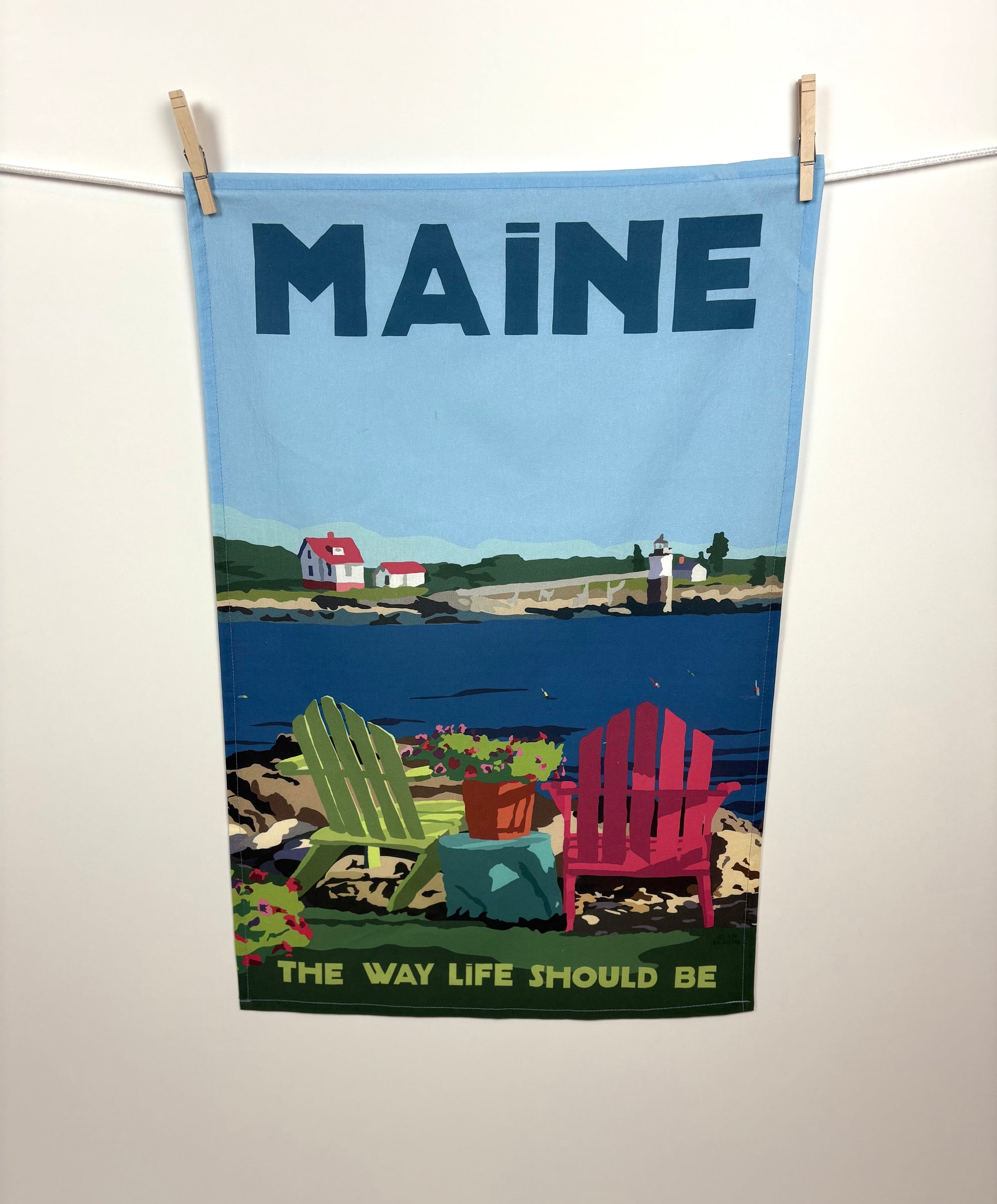 Chairs Overlooking Ram Island  Travel Tea Towel
