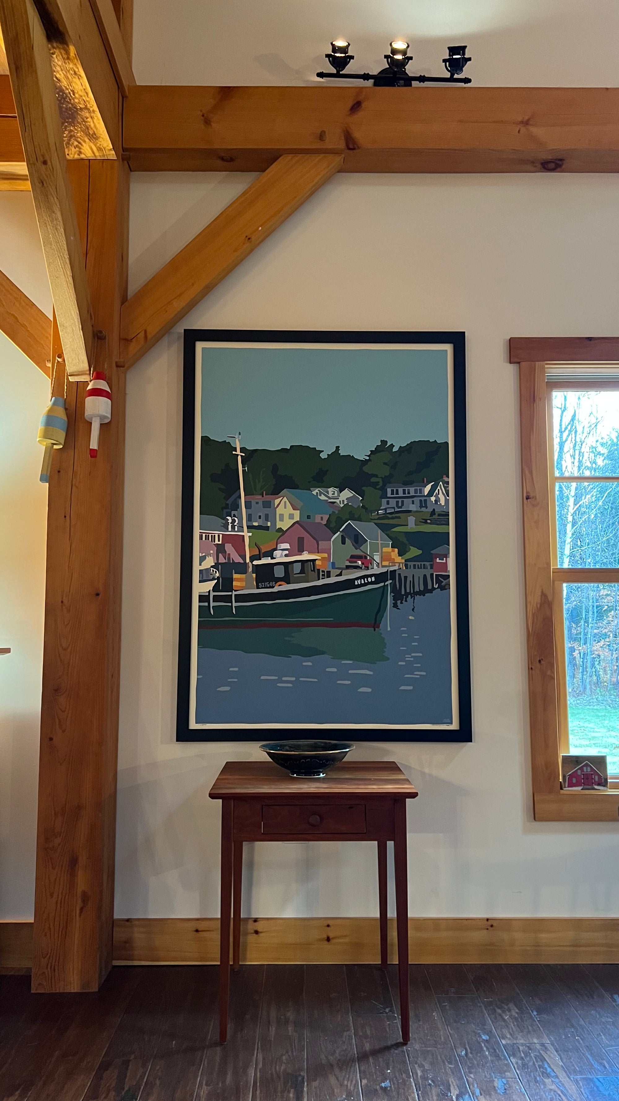 New Harbor Art Print 36" x 53" Grand View Framed Wall Poster - Maine