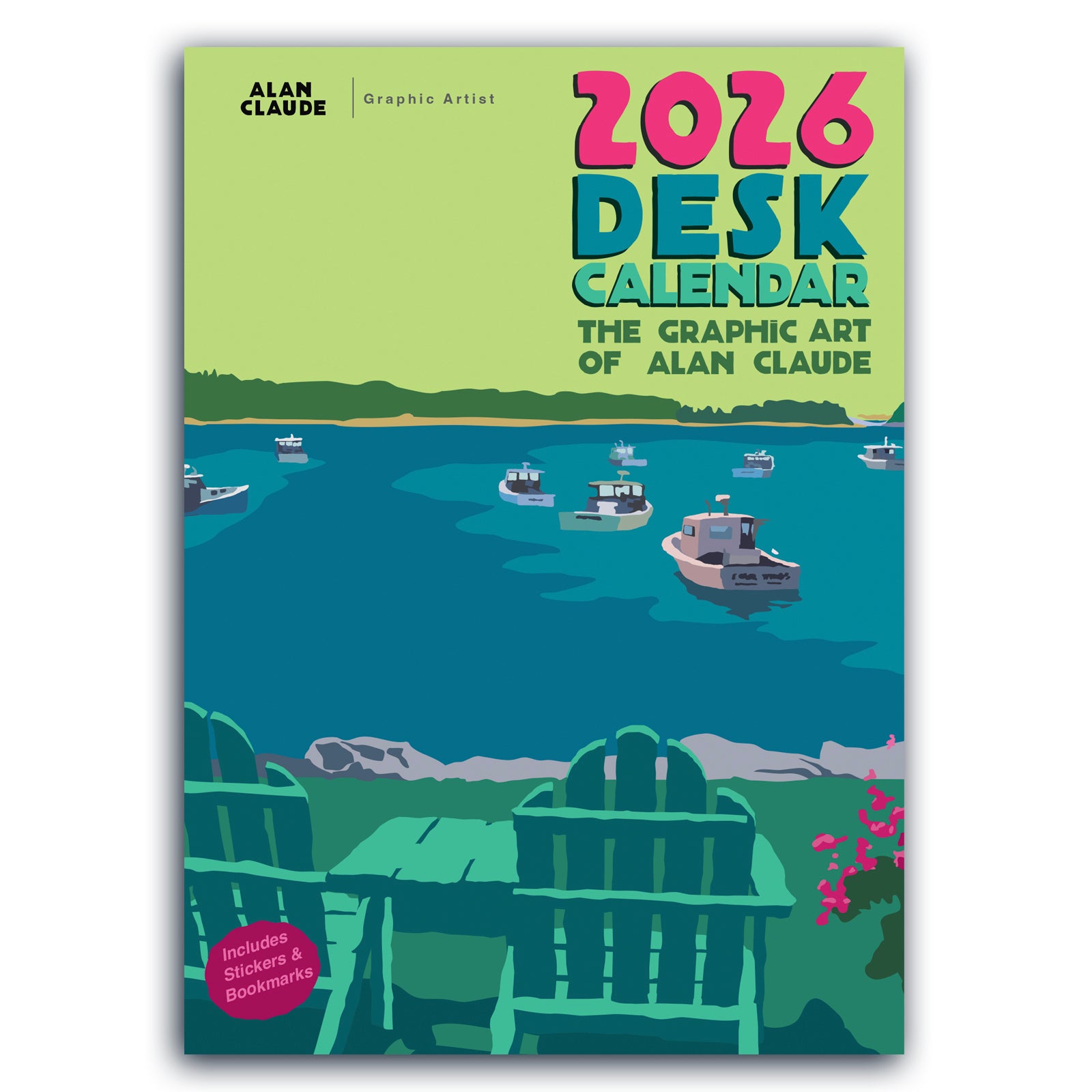 3/$55 2026 Desk Art Calendar Retro Vintage Style Art by Alan Claude Graphic Artist