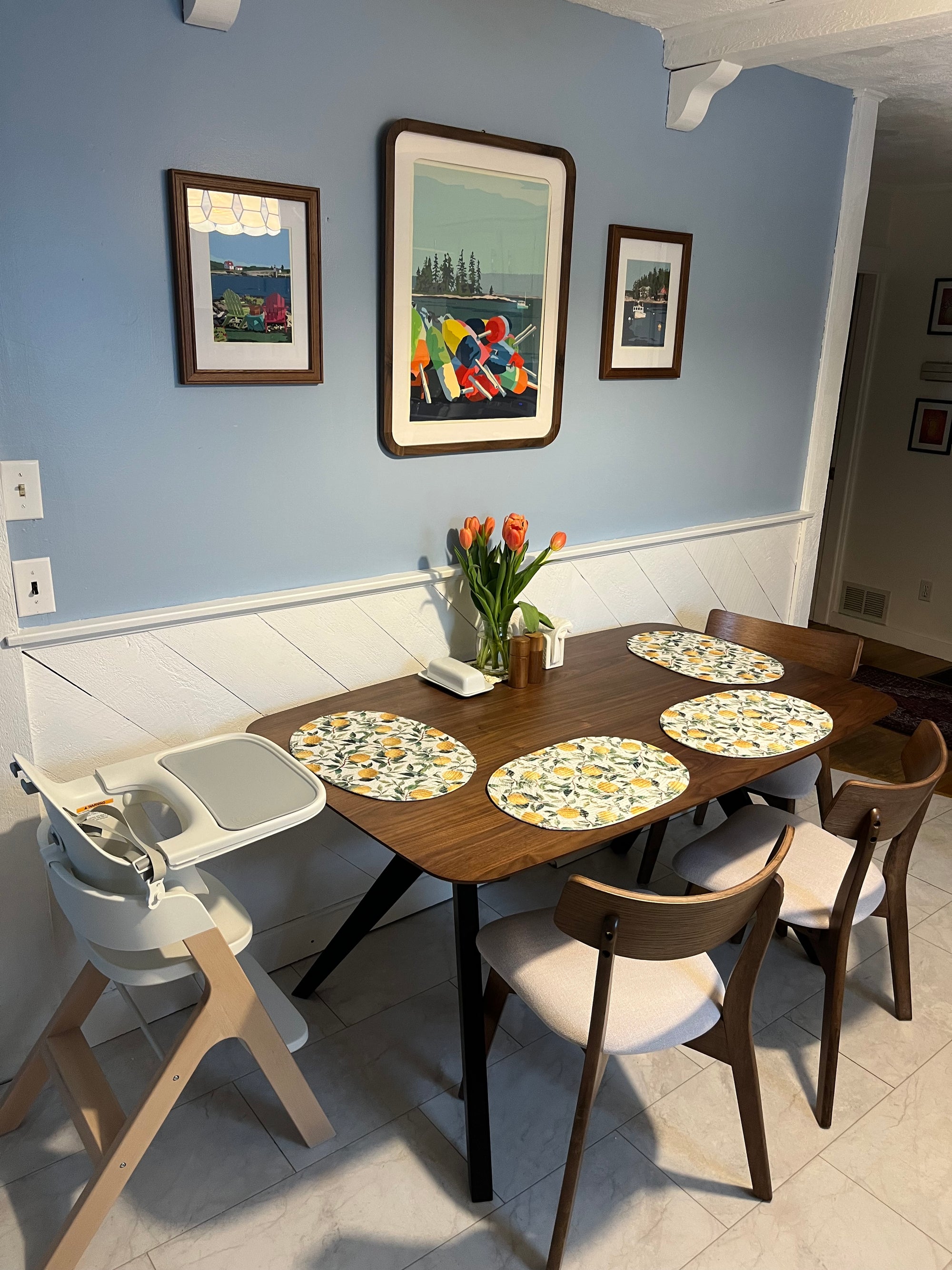 Chairs Overlooking Ram Island Art Print 8" x 10" Wall Poster By Alan Claude - Maine