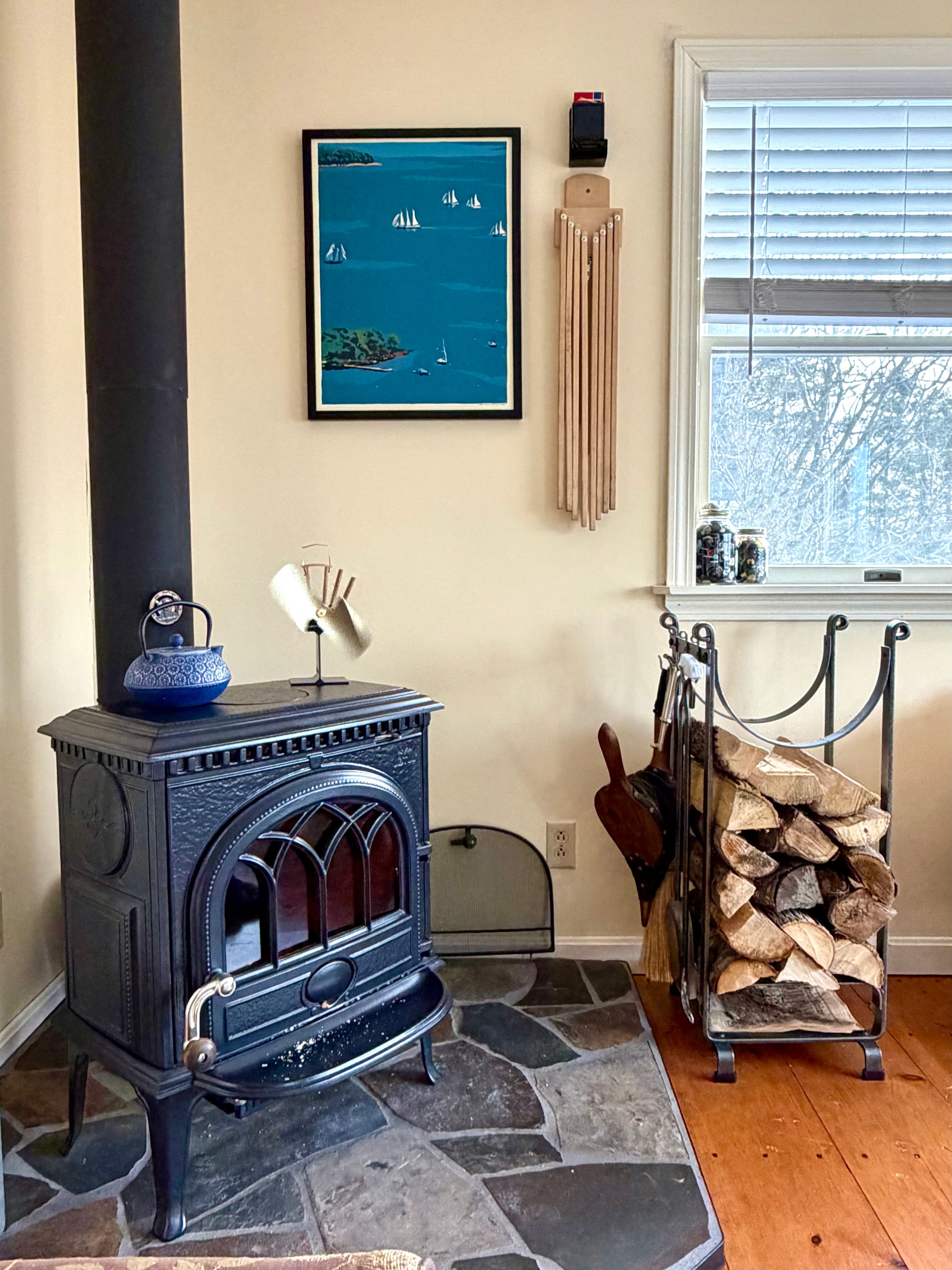 Schooners in Camden Harbor Art Print 18" x 24" Framed Wall Poster By Alan Claude - Maine