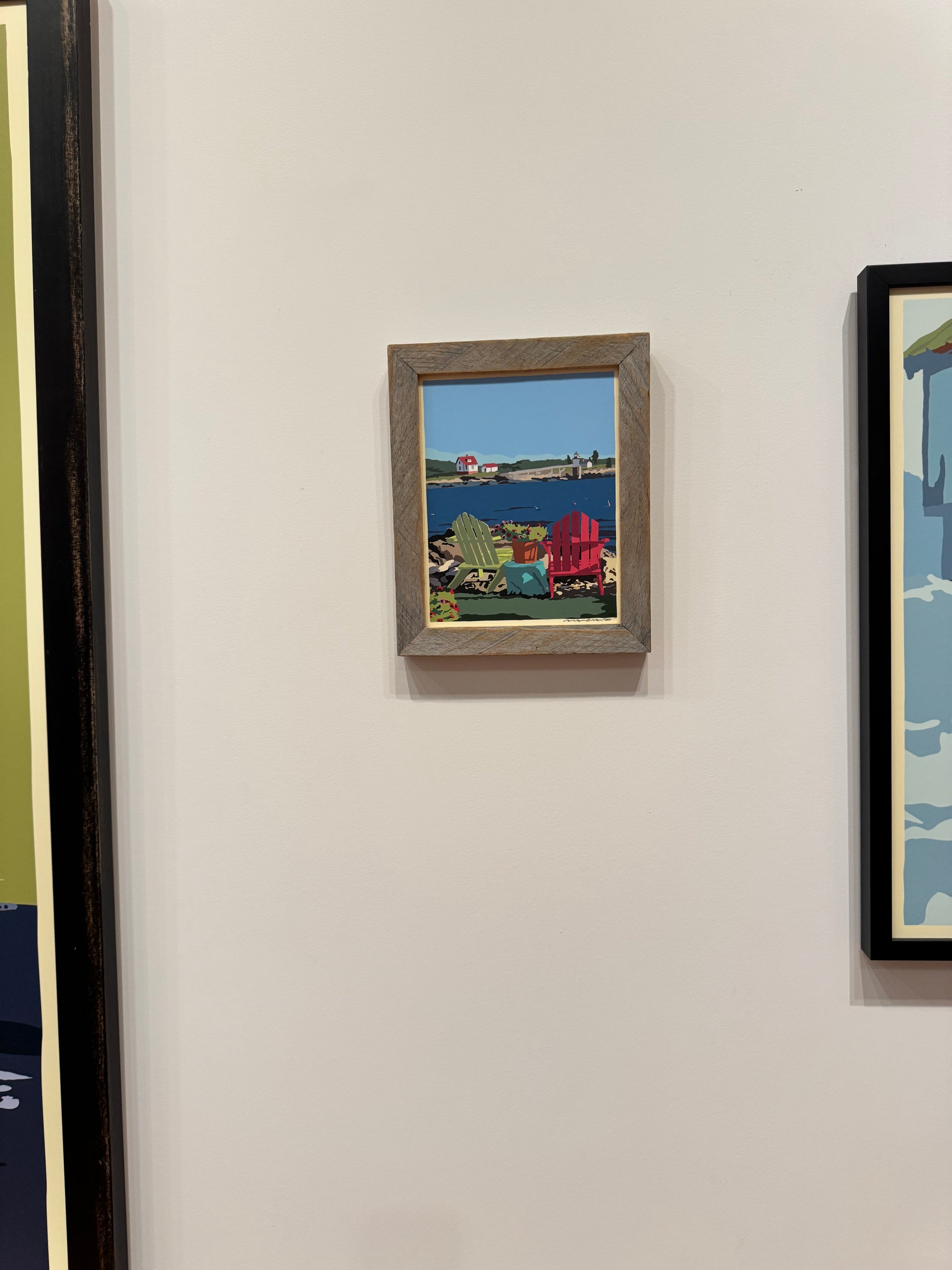 MAINE WOOD FRAME 8" x 10" Framed Chairs Overlooking Ram Island Light